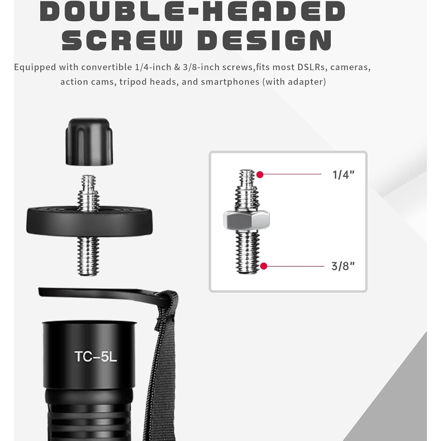 Monopod de Cámara TONYBOO TC-5L Fibra de Carbono 154.9 cm