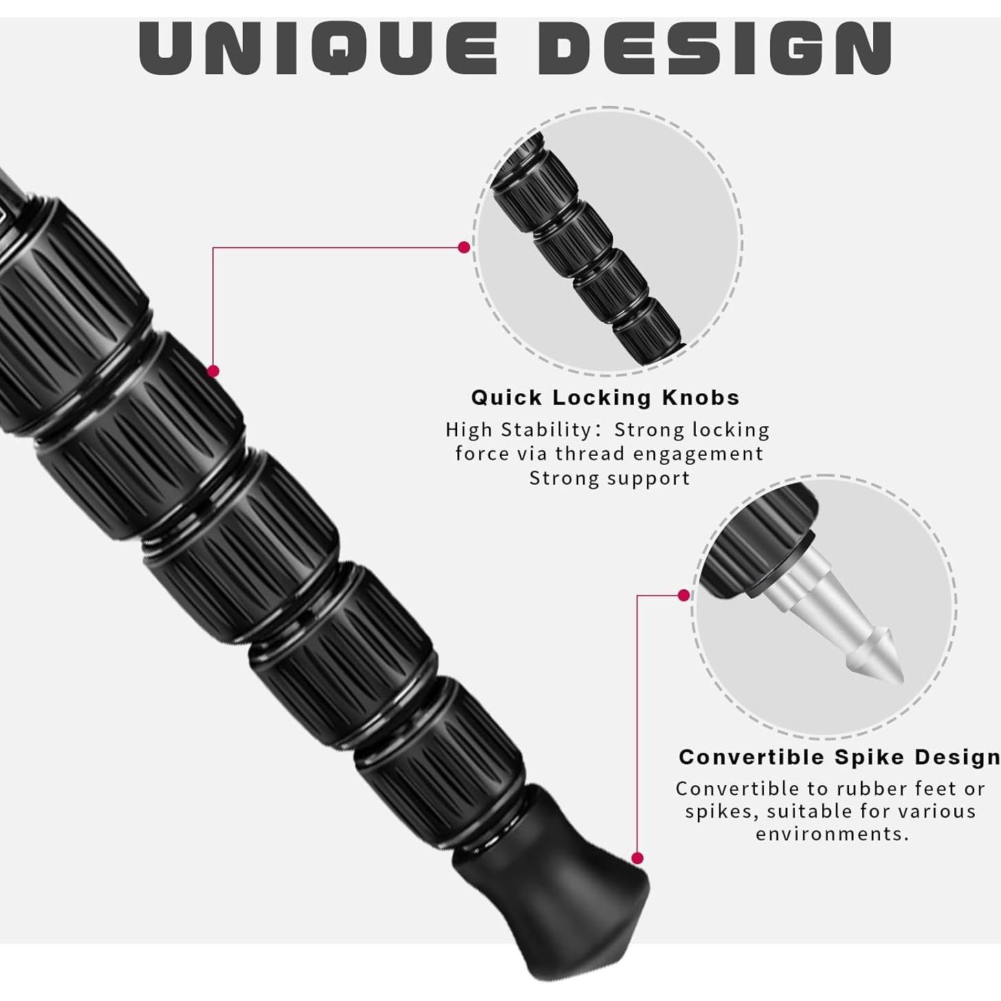 Monopod de Cámara TONYBOO TC-5L Fibra de Carbono 154.9 cm