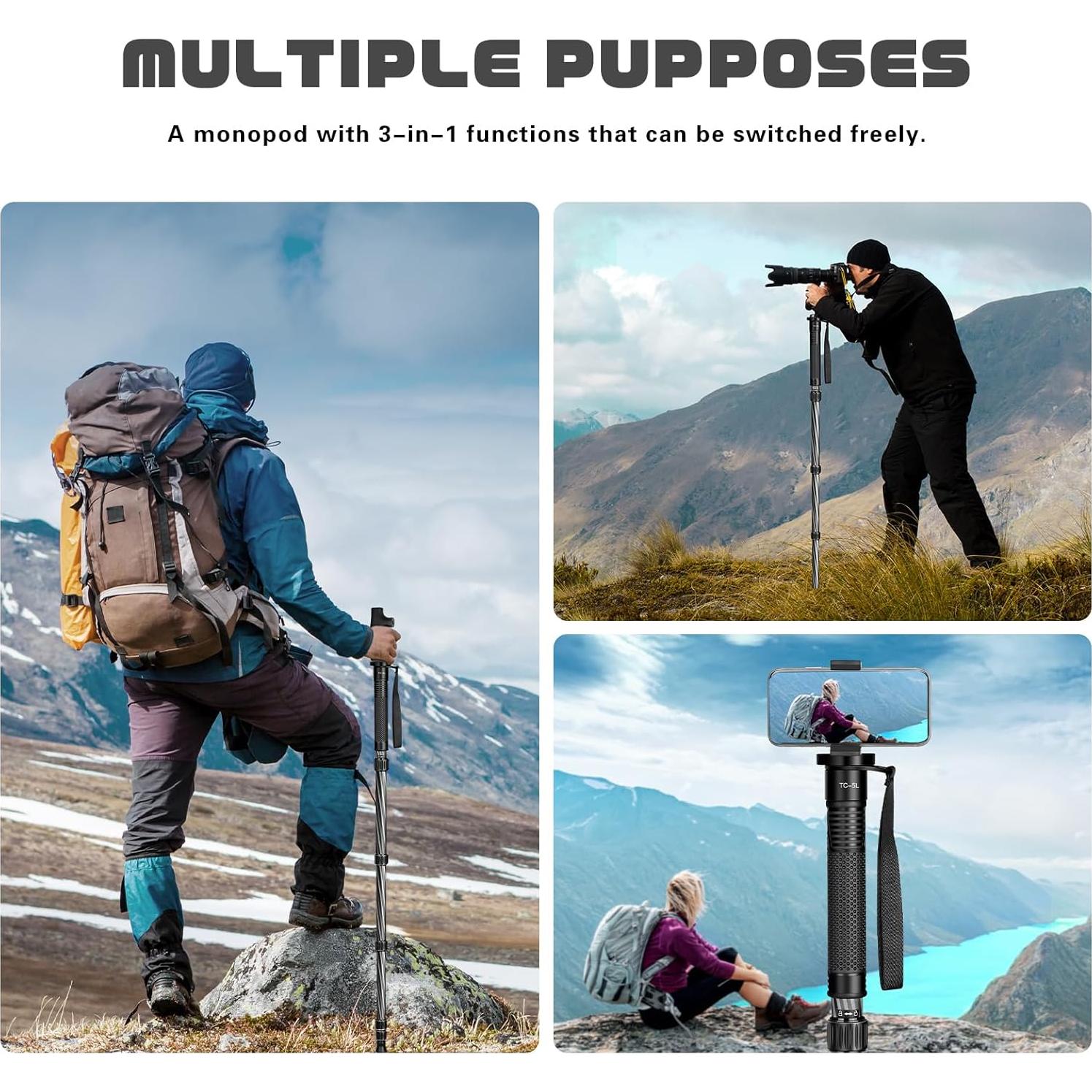 Monopod de Cámara TONYBOO TC-5L Fibra de Carbono 154.9 cm