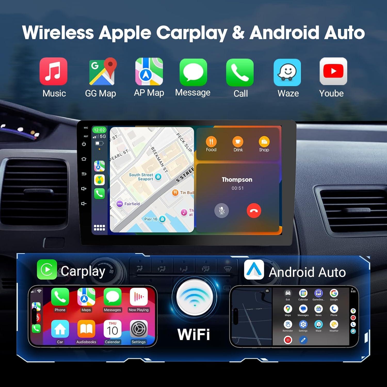 Estéreo de Coche Double Din Haudio para Honda Civic 2001-2005 - Pantalla Táctil HD 9" con CarPlay, Bluetooth, Cámara de Reversa