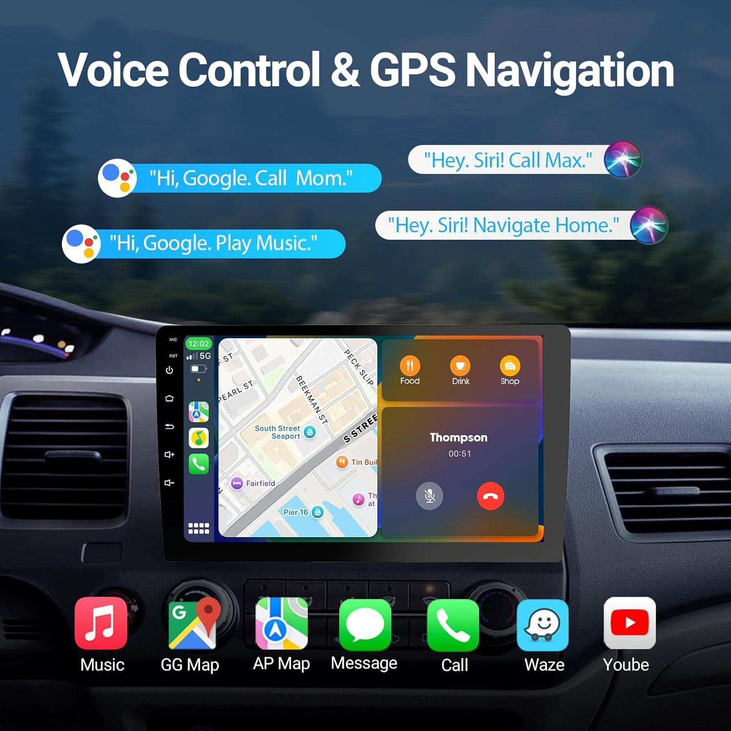 Estéreo de Coche Double Din Haudio para Honda Civic 2001-2005 - Pantalla Táctil HD 9" con CarPlay, Bluetooth, Cámara de Reversa