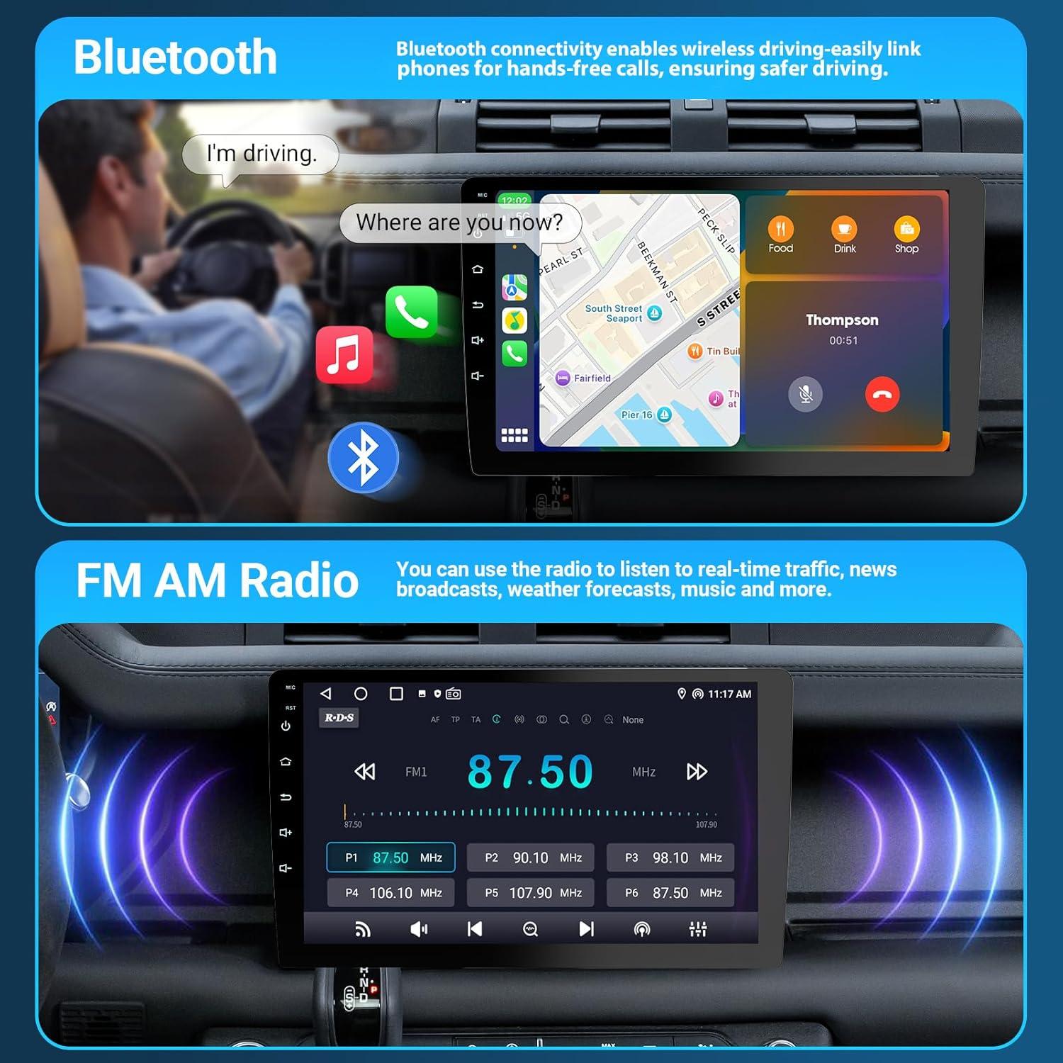 Estéreo de Coche Double Din Haudio para Honda Civic 2001-2005 - Pantalla Táctil HD 9" con CarPlay, Bluetooth, Cámara de Reversa