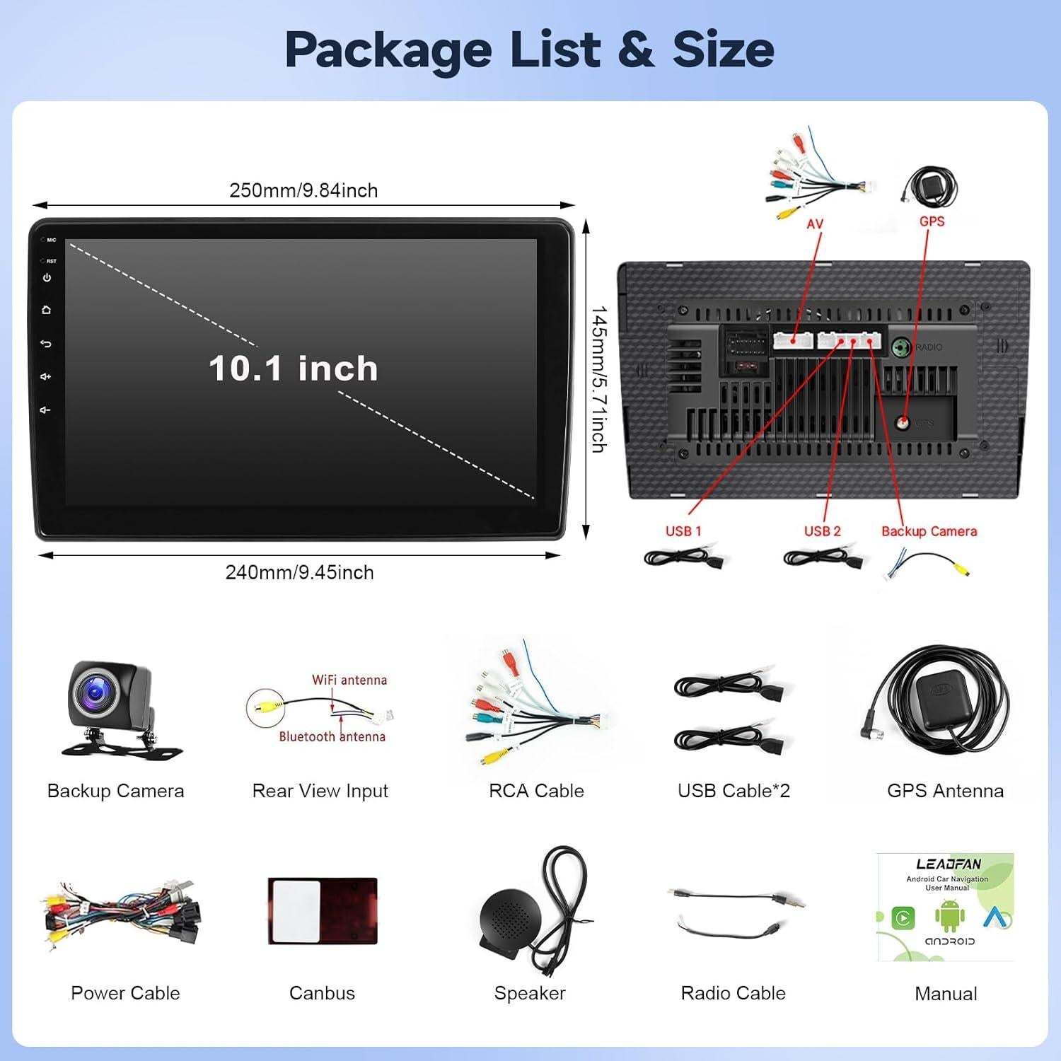 Radio de Coche Leadfan para Chevy Silverado Tahoe 10.1" Carplay