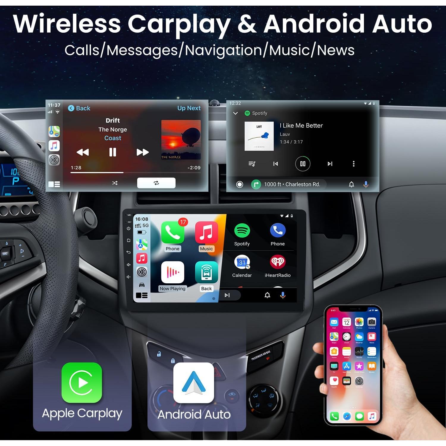 Radio Estéreo de Coche Jingelsye 9" 1280x800 para Chevy Aveo 2012-2016