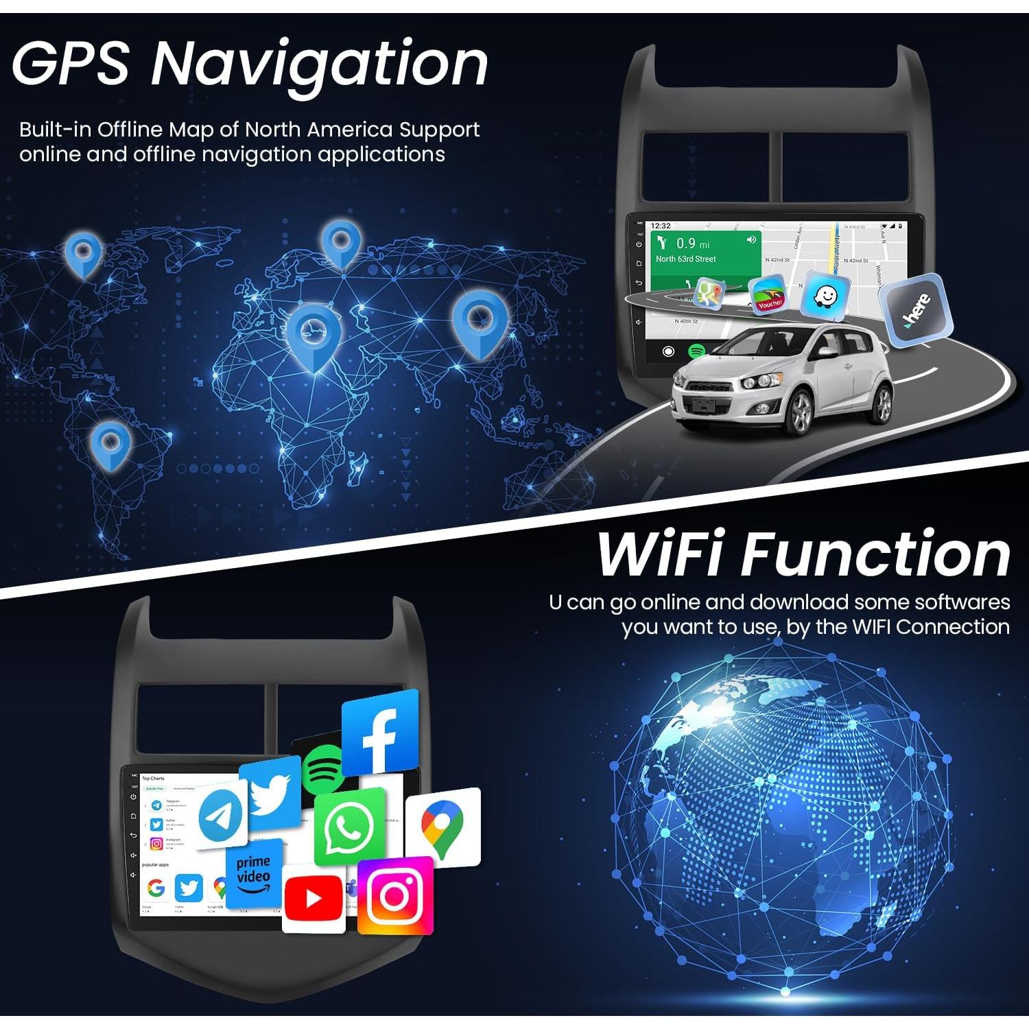 Radio Estéreo de Coche Jingelsye 9" 1280x800 para Chevy Aveo 2012-2016