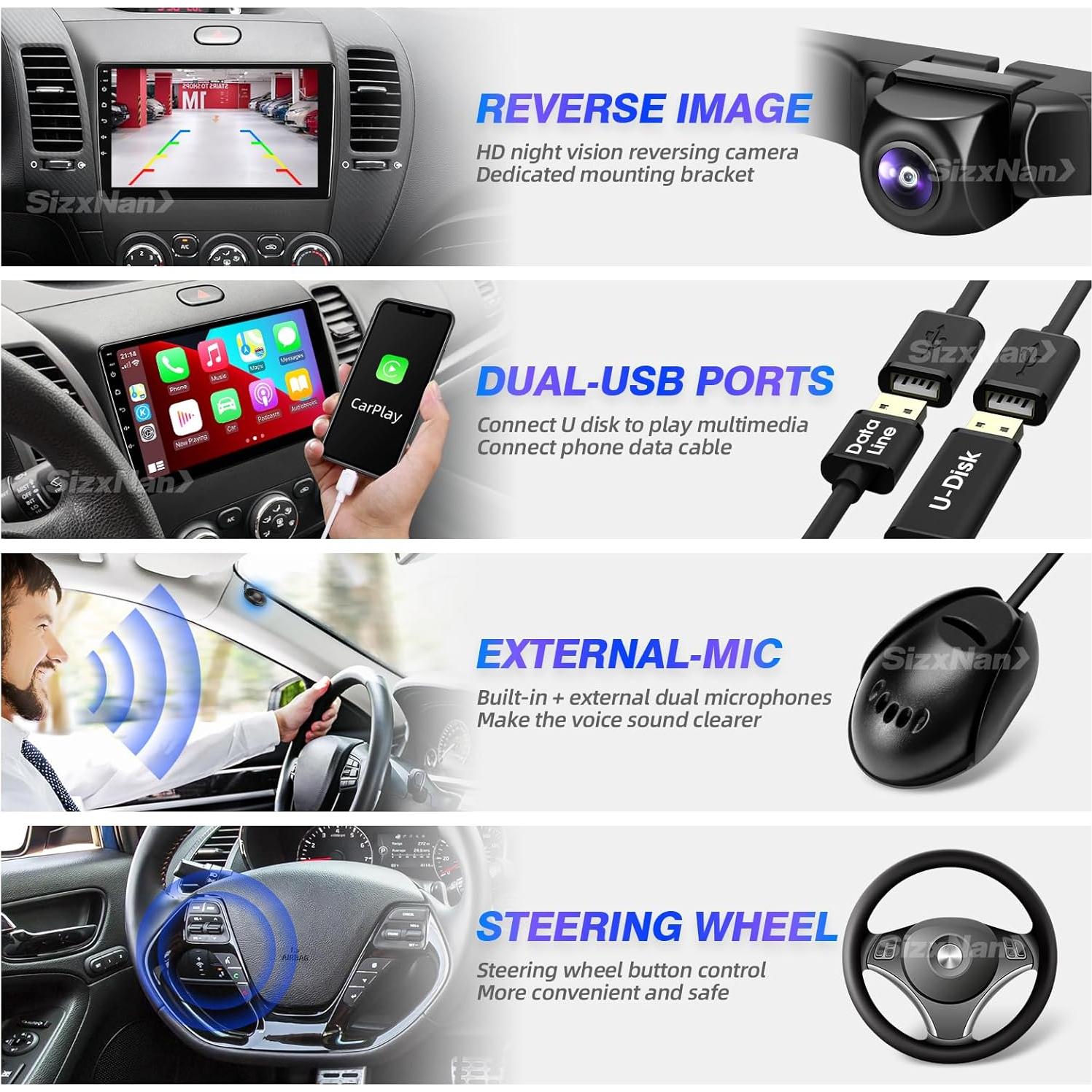 Estéreo de Coche Android 12 SizxNanv para KIA Forte 2013-2017