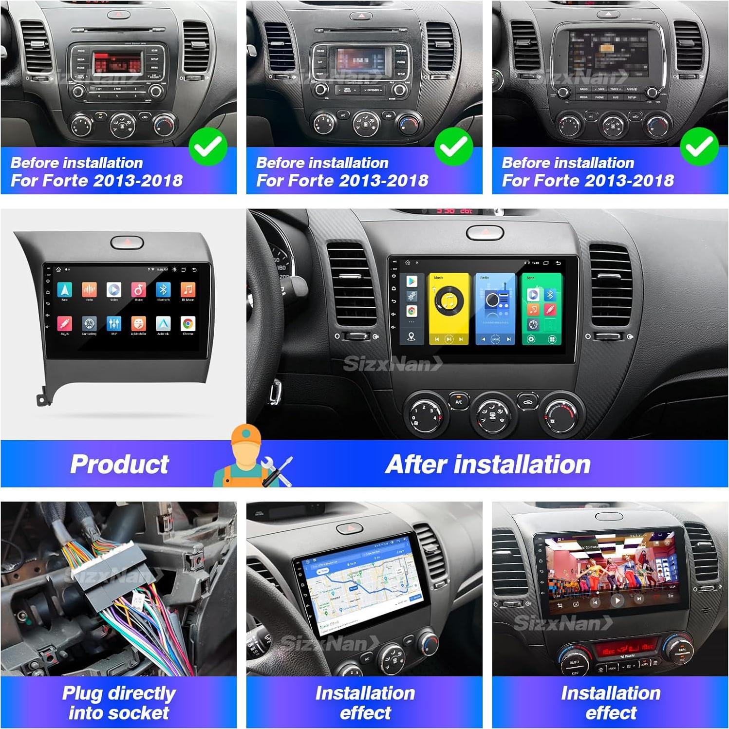 Estéreo de Coche Android 12 SizxNanv para KIA Forte 2013-2017