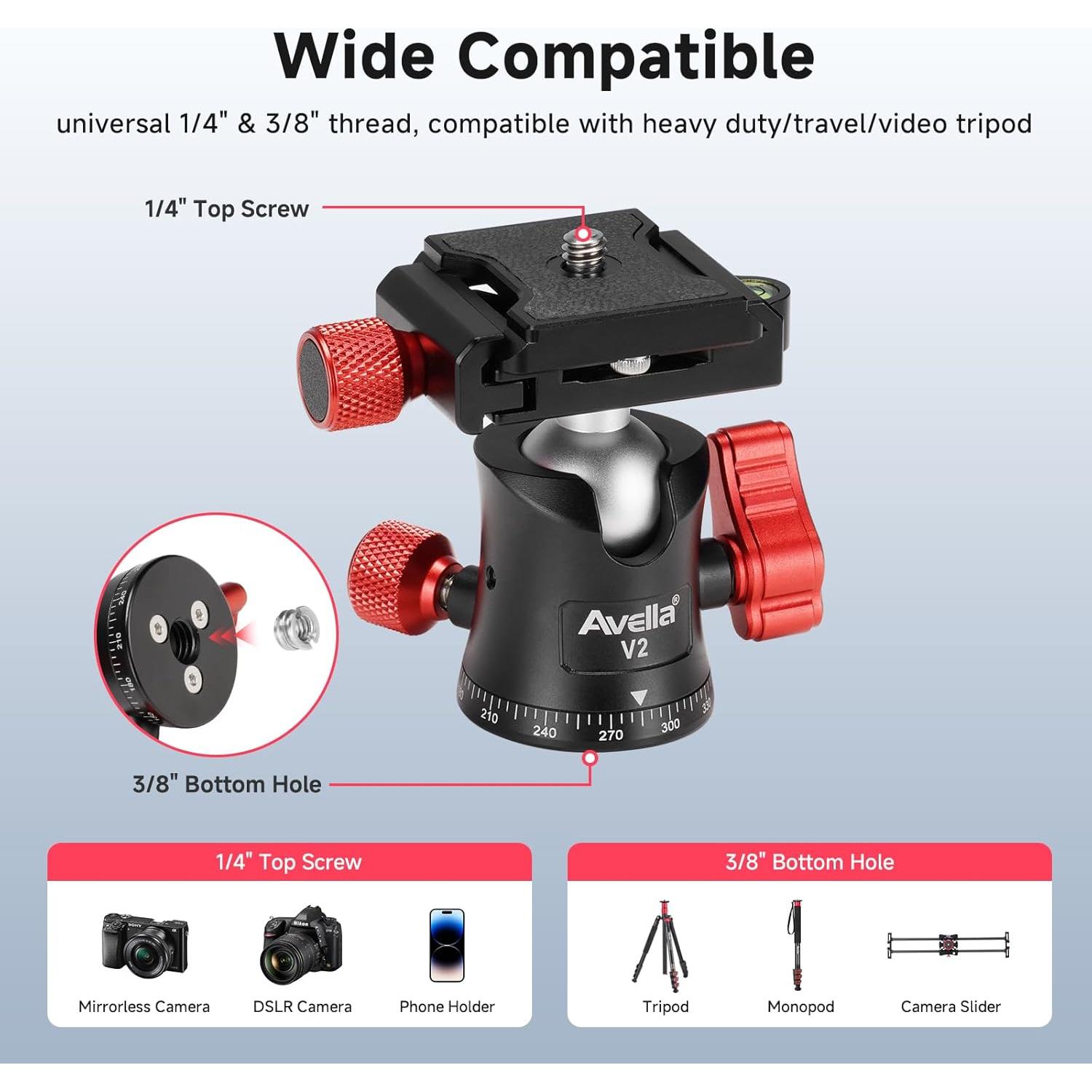Trípode Mini Avella MP10C de Fibra de Carbono 39cm 5kg