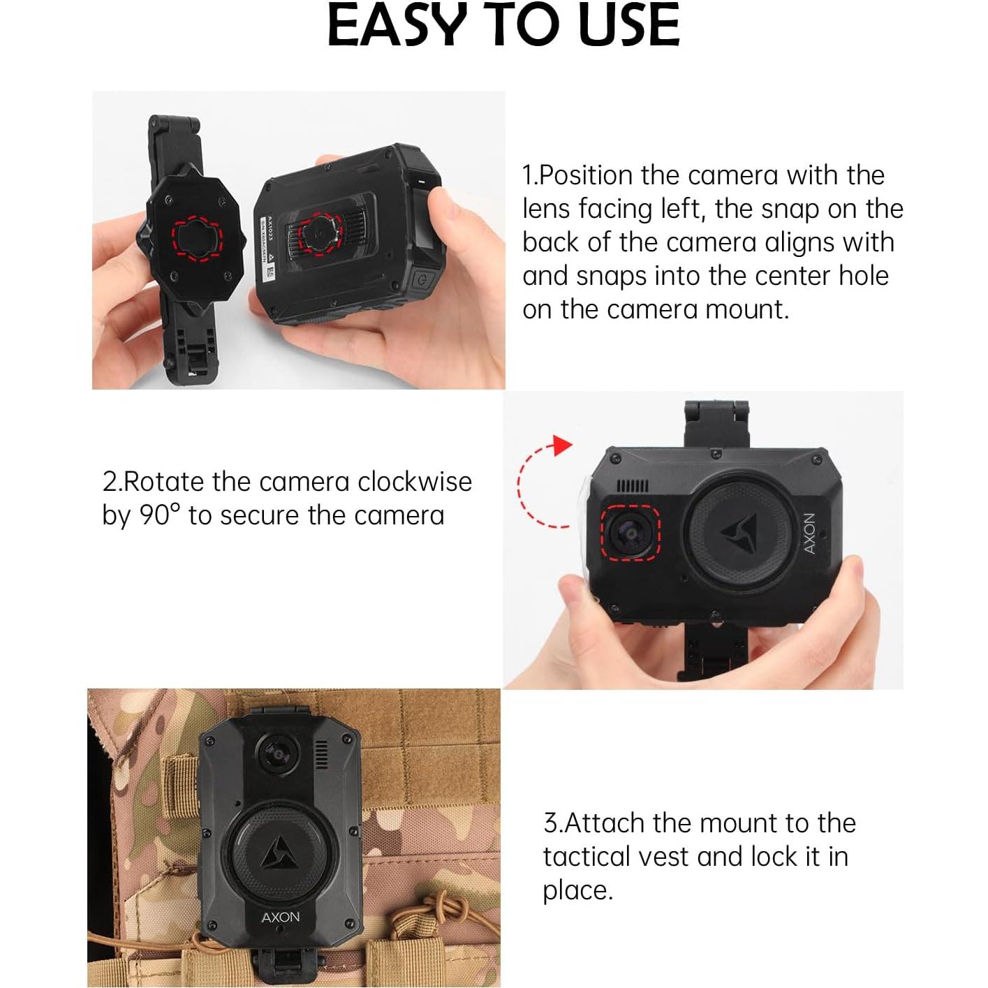 Soporte de Cámara Molle WEIGUZC para Axon Taser Body Camera 2/3/4