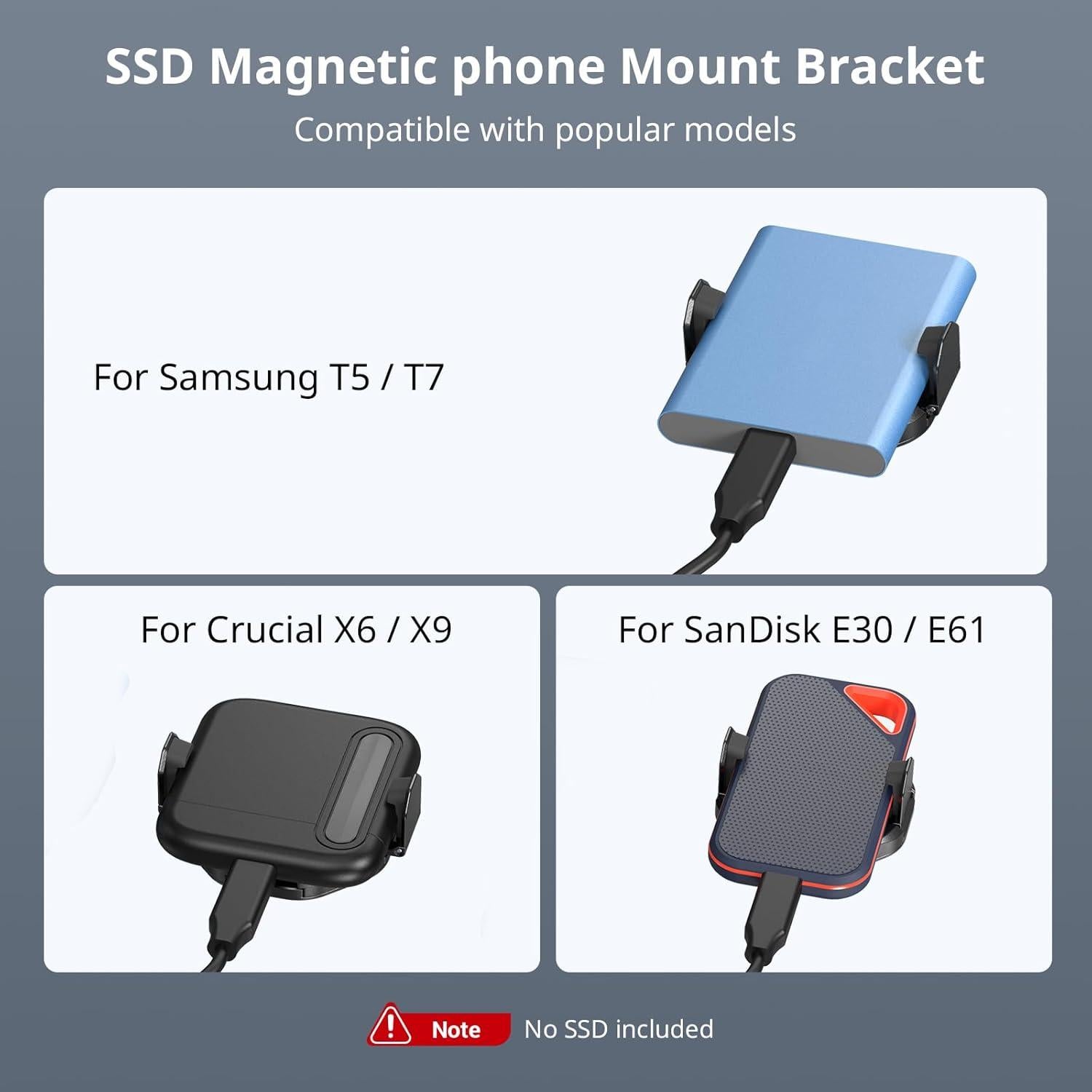 Soporte Magnético para SSD SMALLRIG 5157, 45-70mm, Negro