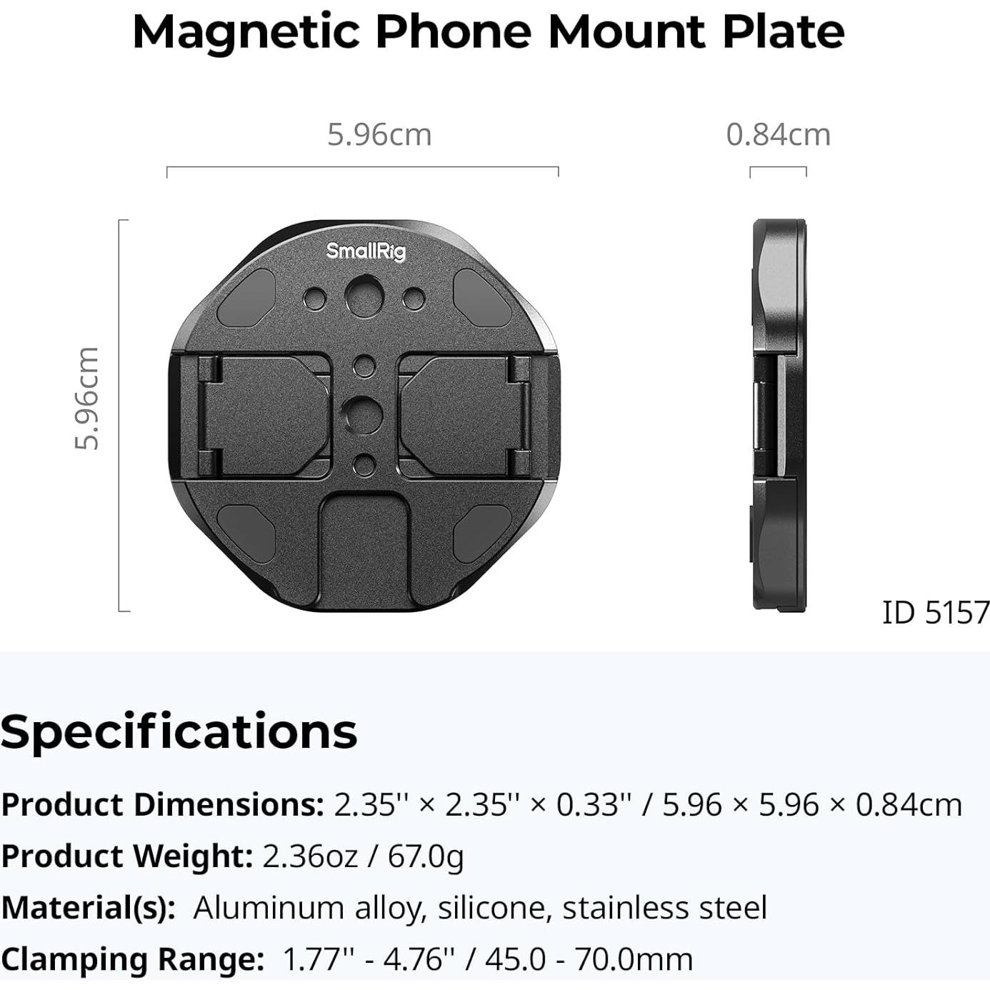 Soporte Magnético para SSD SMALLRIG 5157, 45-70mm, Negro