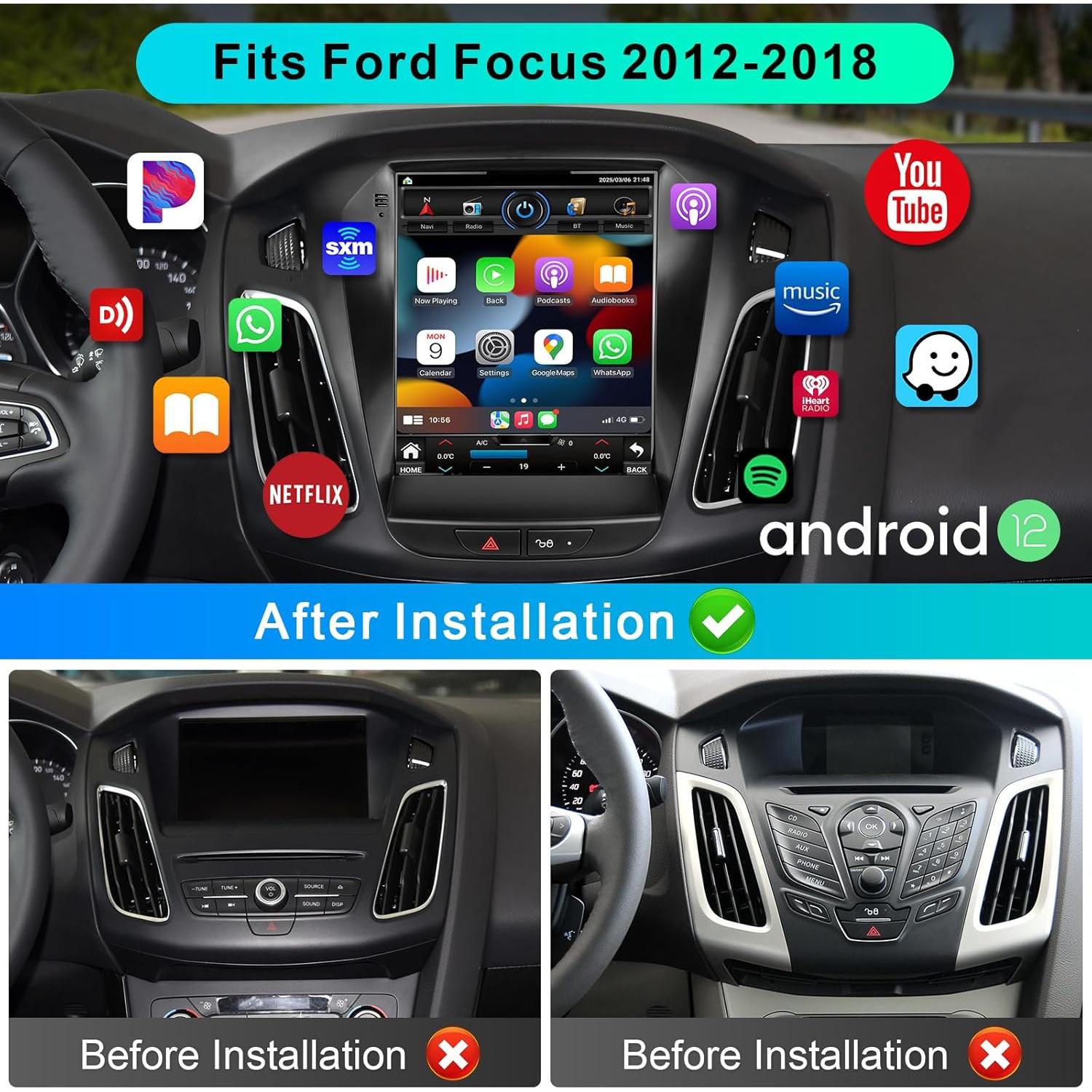 Estéreo de Coche CRUIOLUT Ford Focus 2012-2018 9.7" Android 12