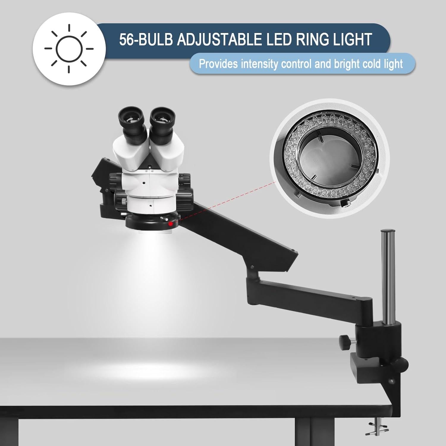 Microscopio Estéreo Binocular HAADID 7X-45X con Luz LED