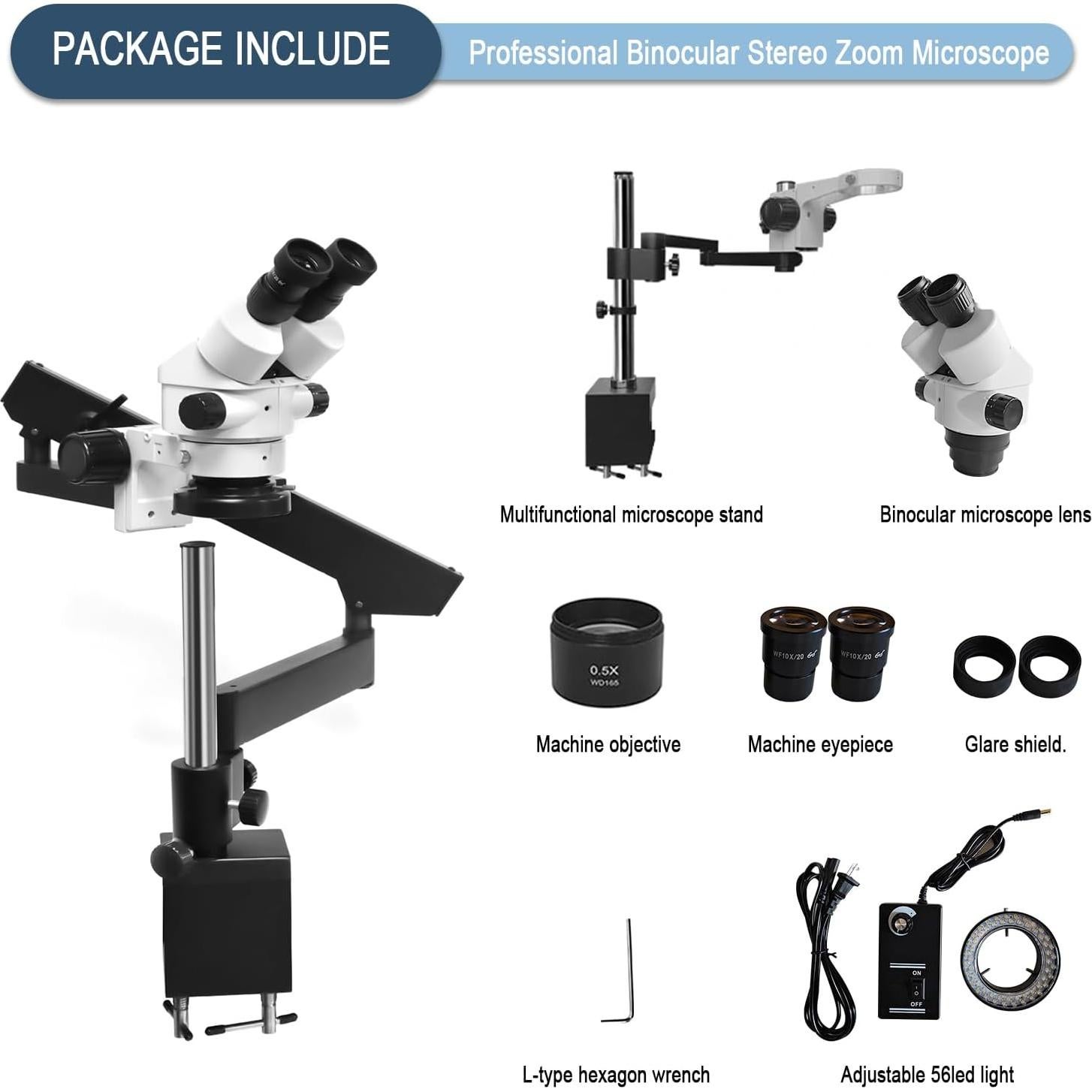 Microscopio Estéreo Binocular HAADID 7X-45X con Luz LED