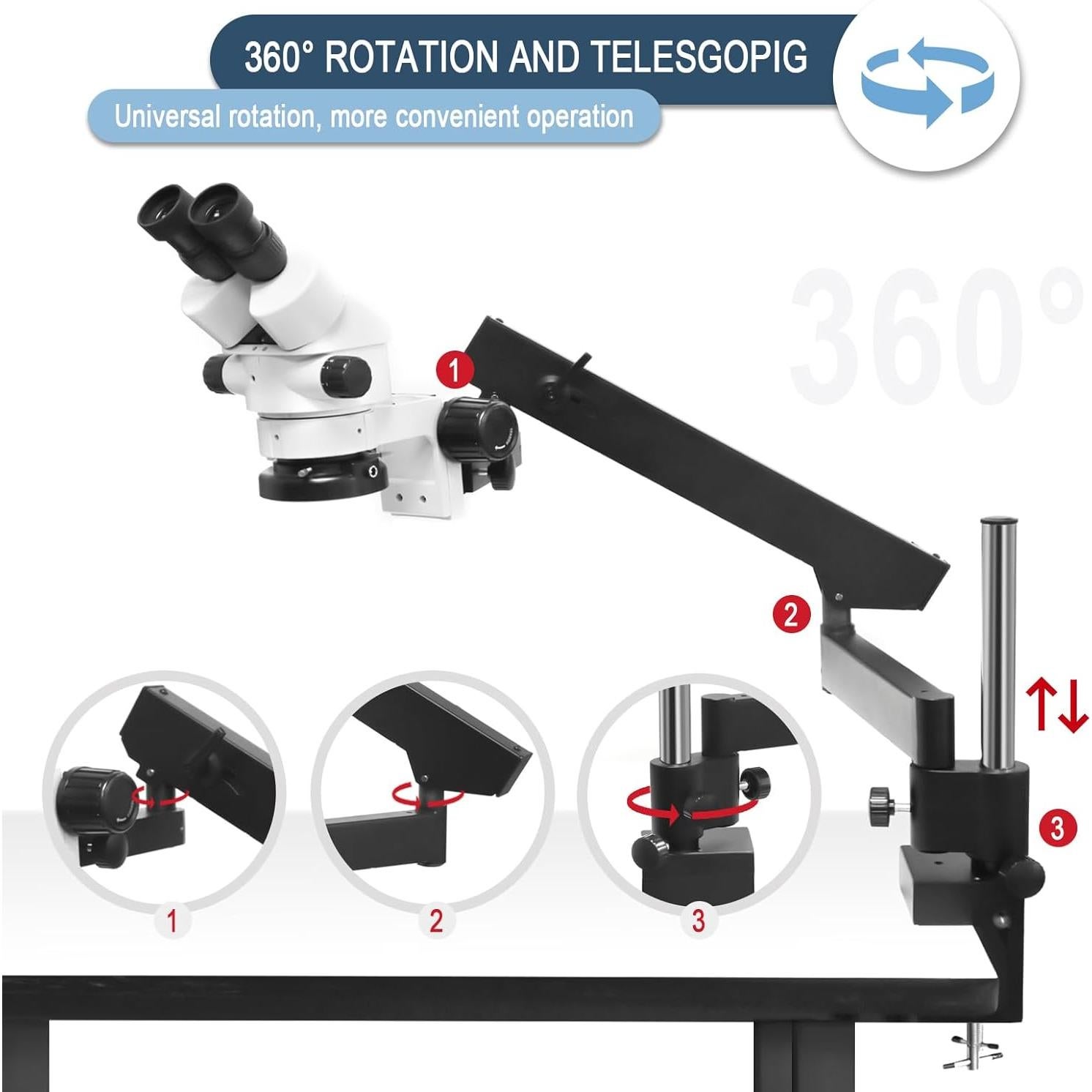 Microscopio Estéreo Binocular HAADID 7X-45X con Luz LED