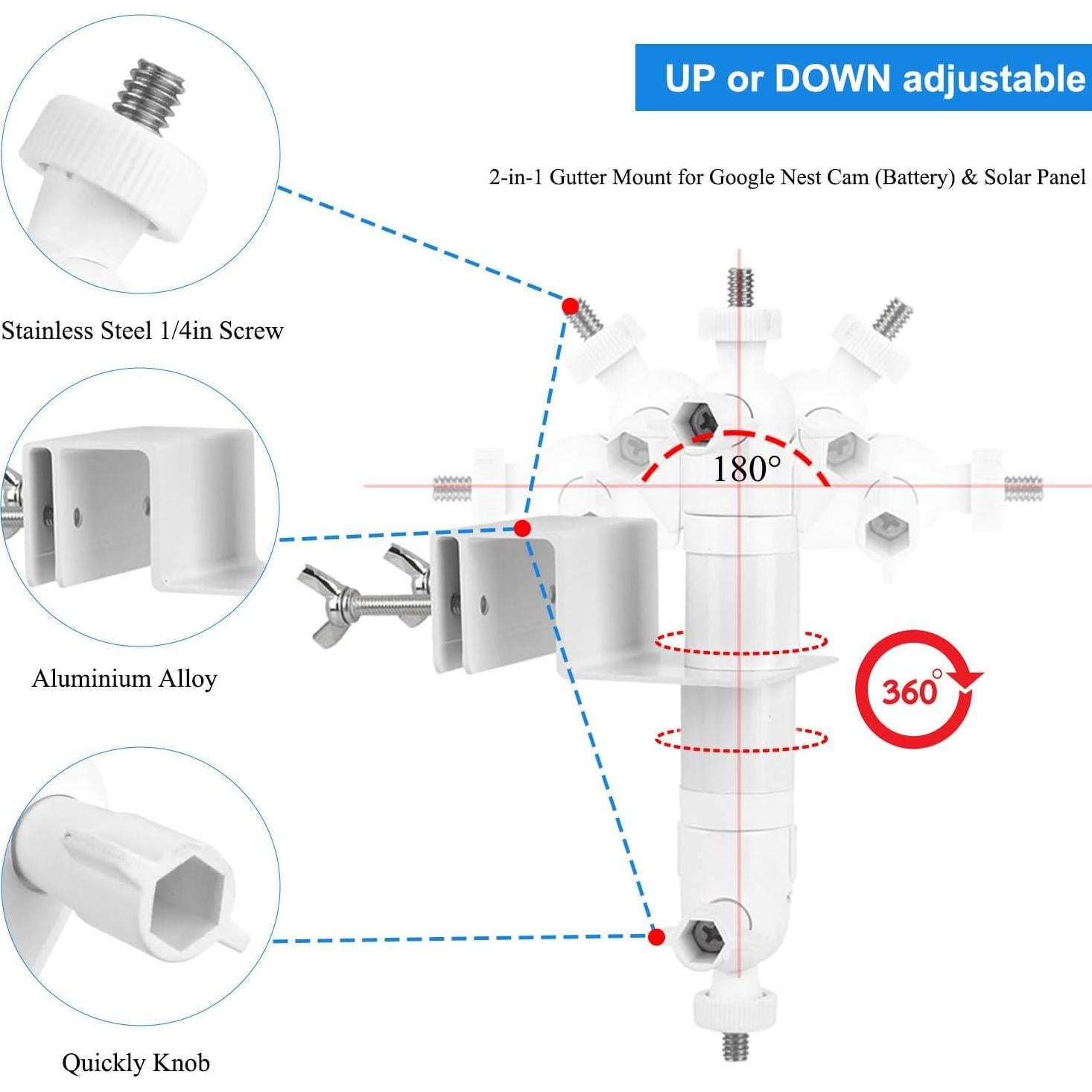 Soporte de canalón 2 en 1 LOOKZOZO para cámaras y paneles solares