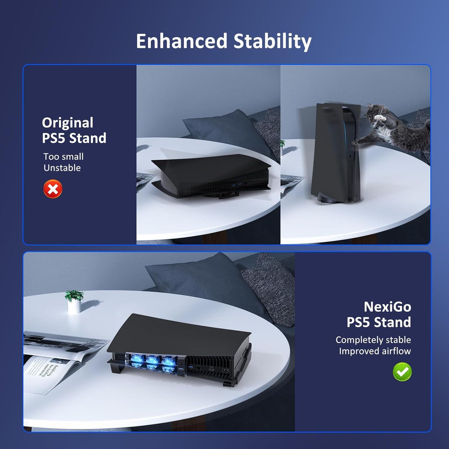 Soporte Horizontal NexiGo PS5 con Ventilador Silencioso
