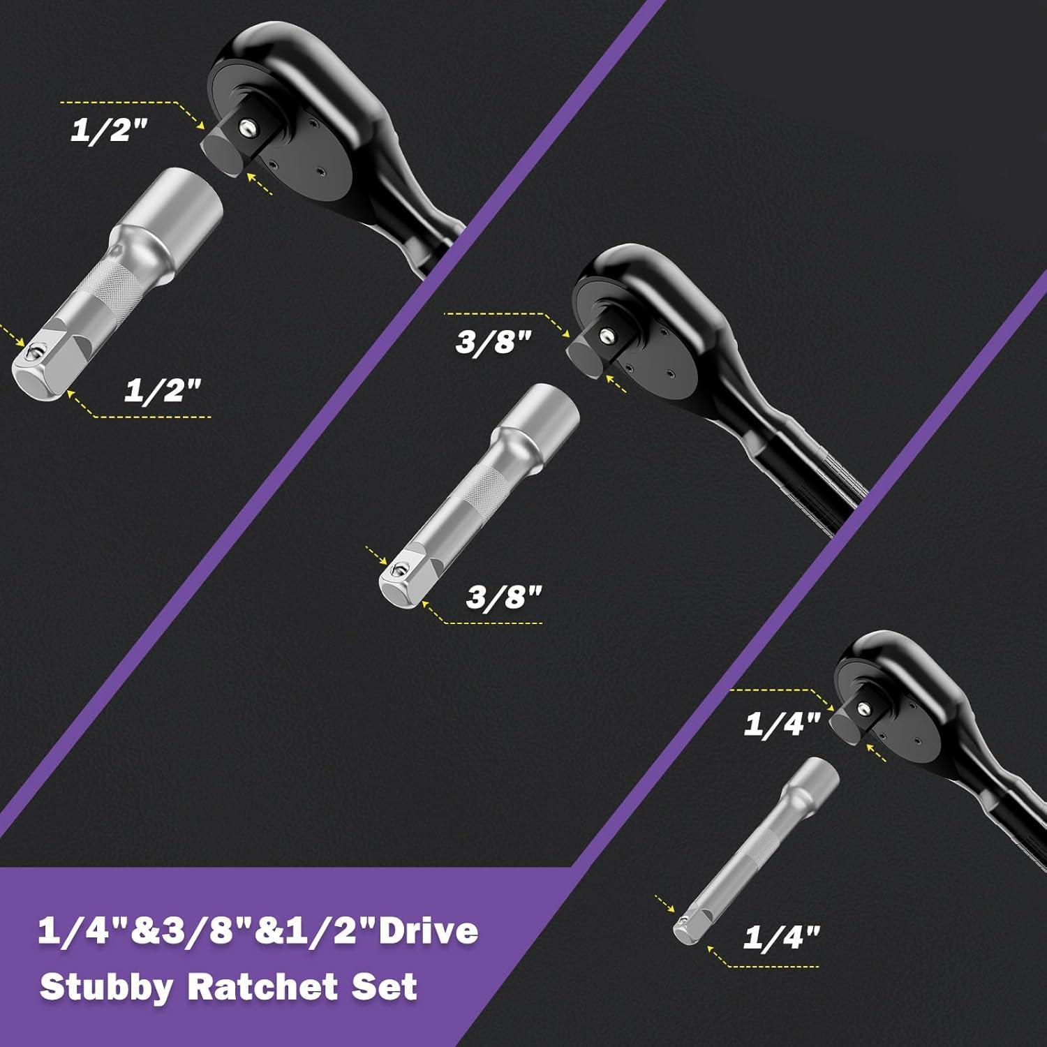 Juego de Llaves de Carraca Cortas ANPUDS 6 Piezas 72 Dientes