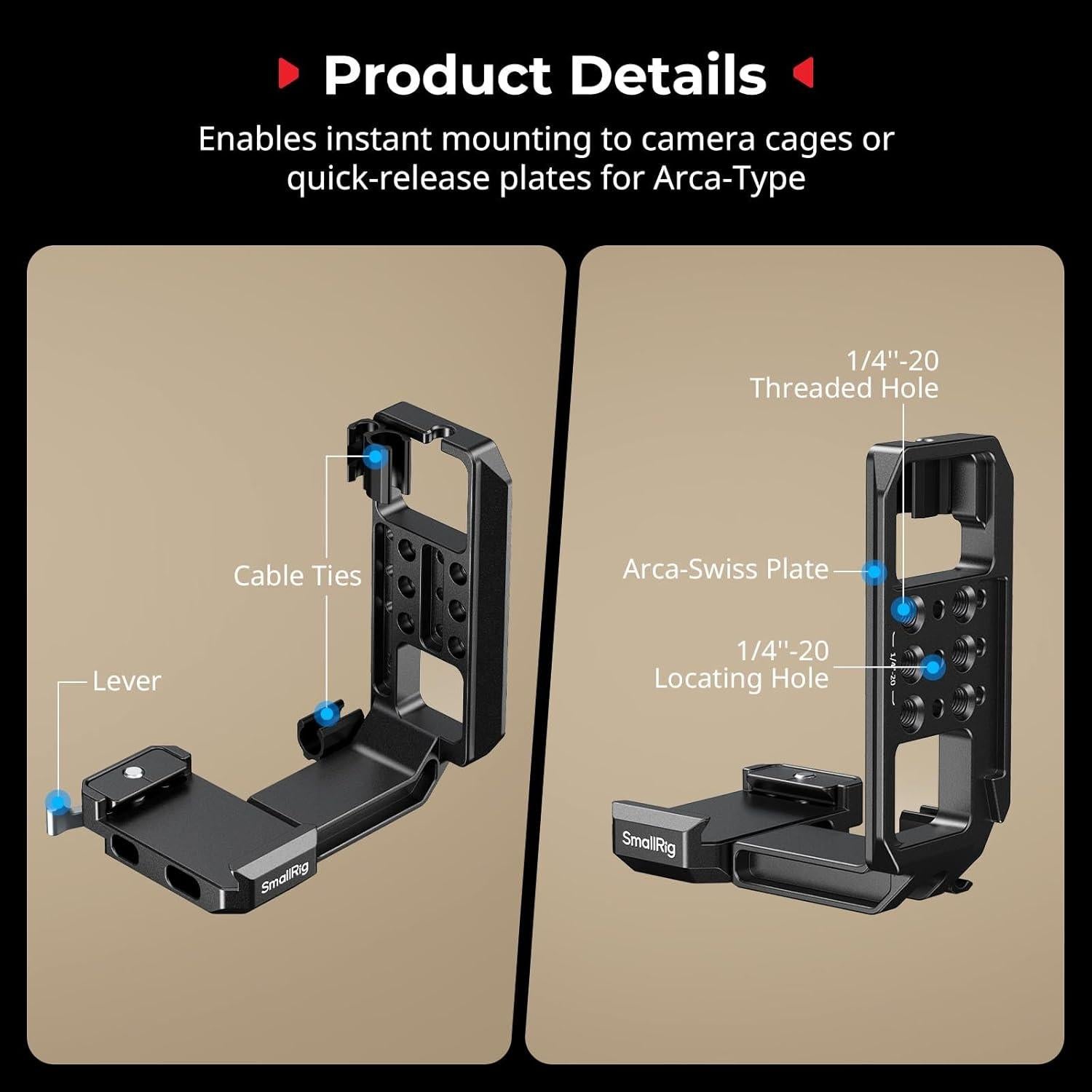Placa de Montaje Vertical SmallRig 5594 para Trípodes y Gimbals