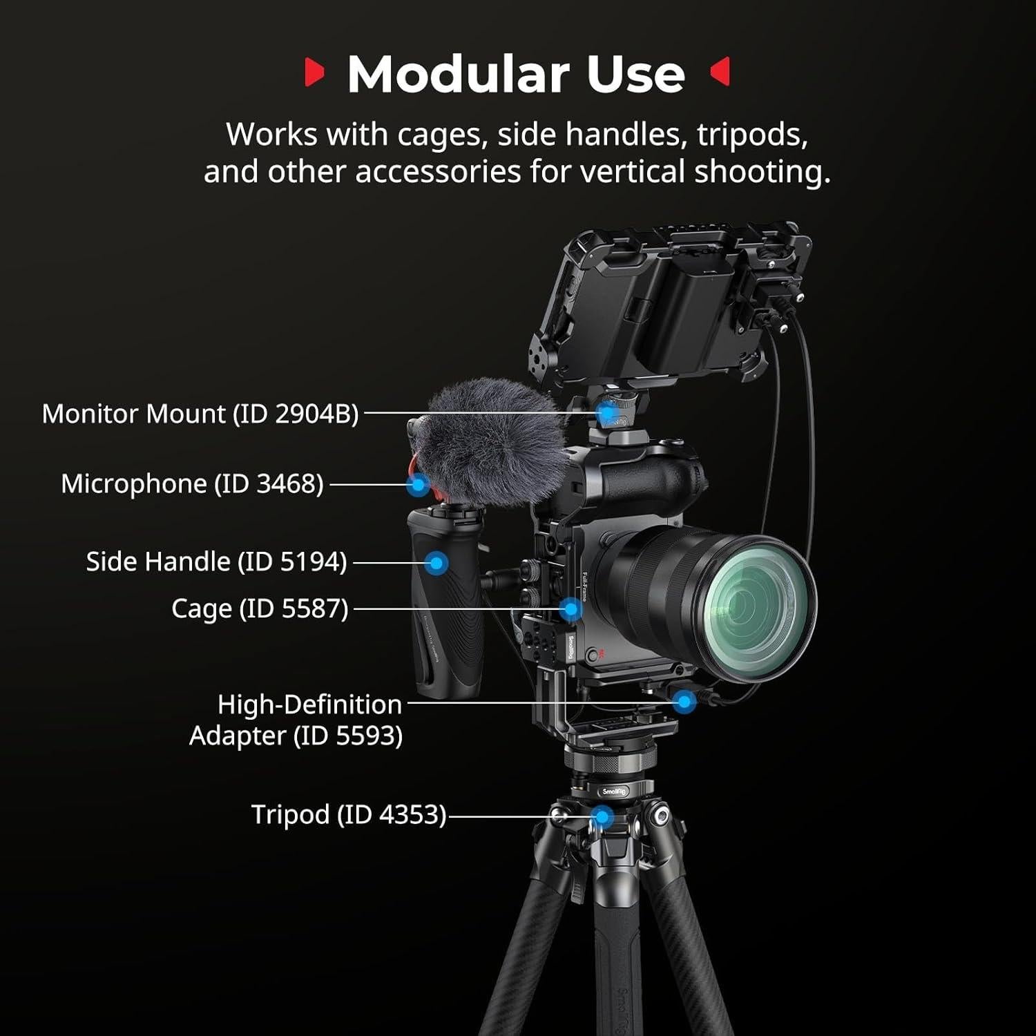 Placa de Montaje Vertical SmallRig 5594 para Trípodes y Gimbals
