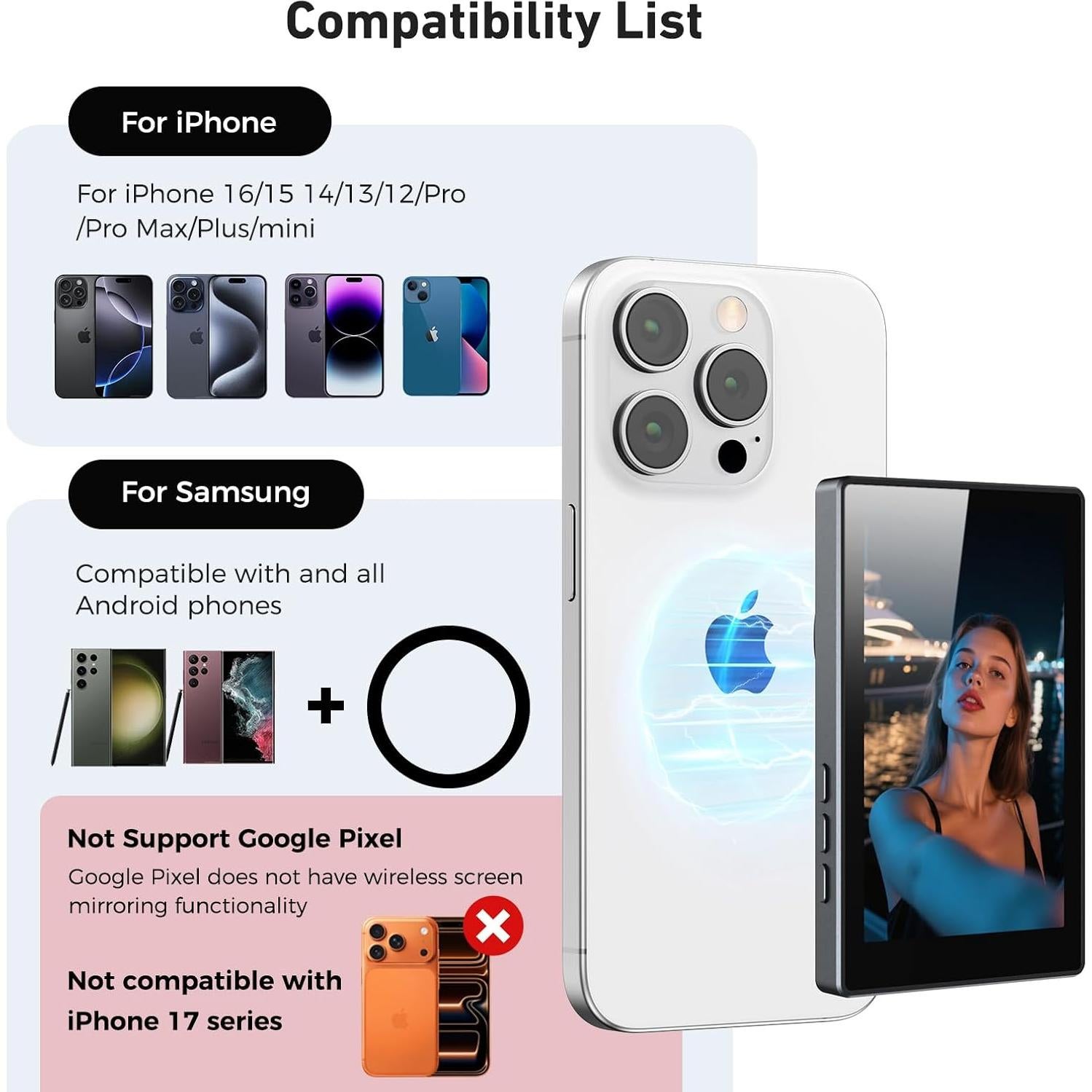 Monitor Selfie LUCKSKY 4K 30fps para Vlog - Compatible iPhone 12-16