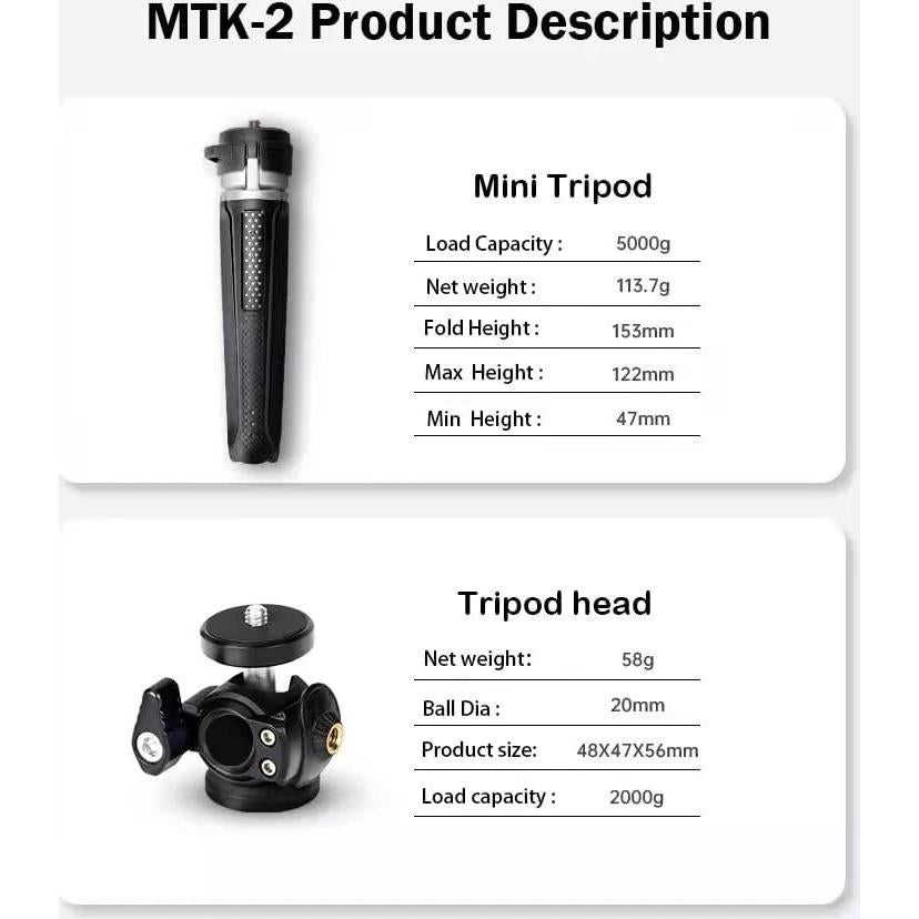 Trípode Ajustable Portátil Muchable MTK-2 para Teléfono y Cámara