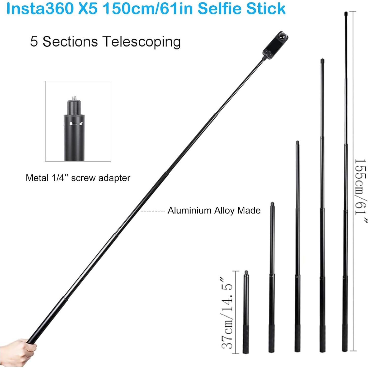 Palo Selfie PellKing 155cm Aluminio + Trípode 31cm Insta360