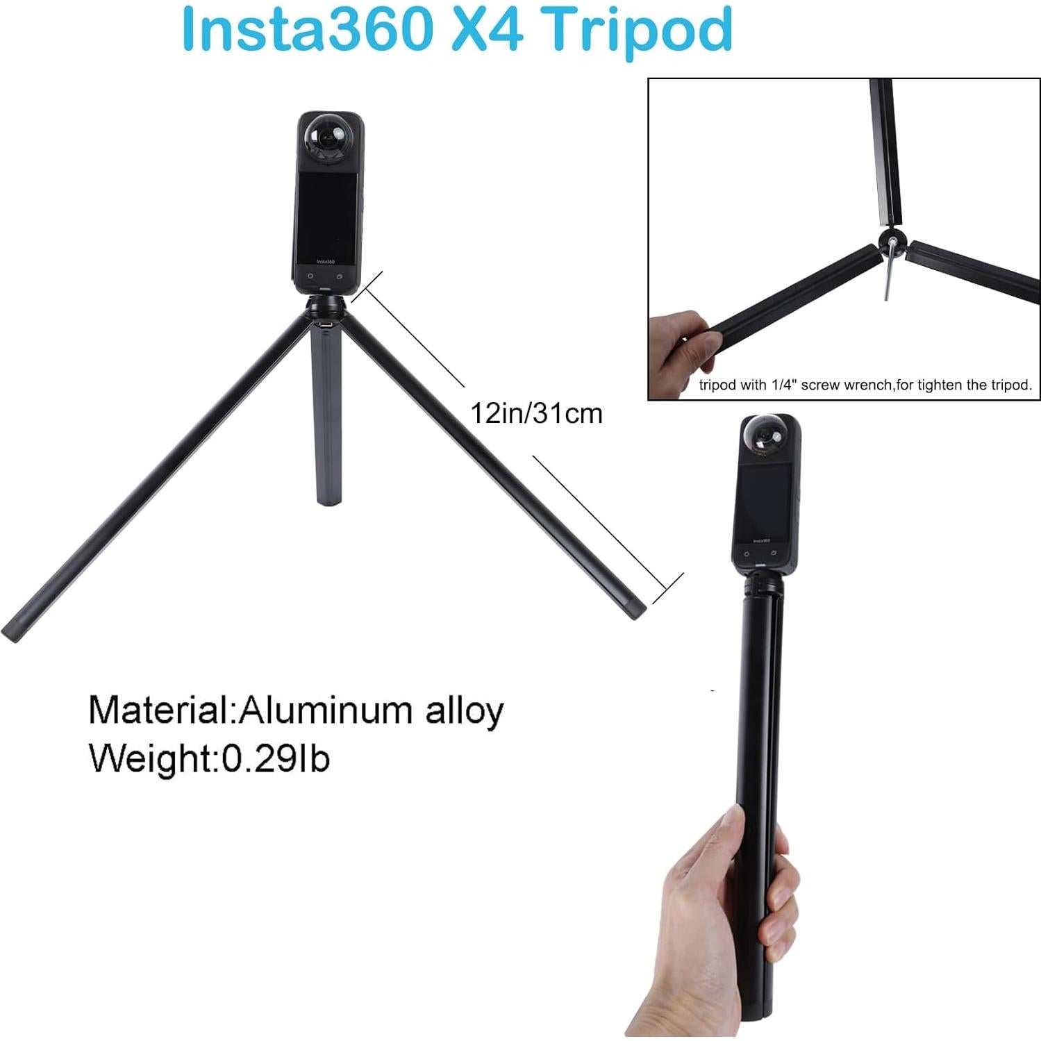 Palo Selfie PellKing 155cm Aluminio + Trípode 31cm Insta360