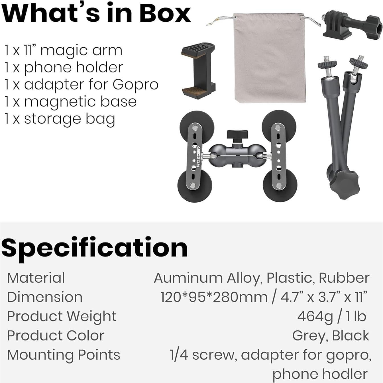 Montaje Magnético Flexible ROZOER 28 cm para GoPro y Teléfonos