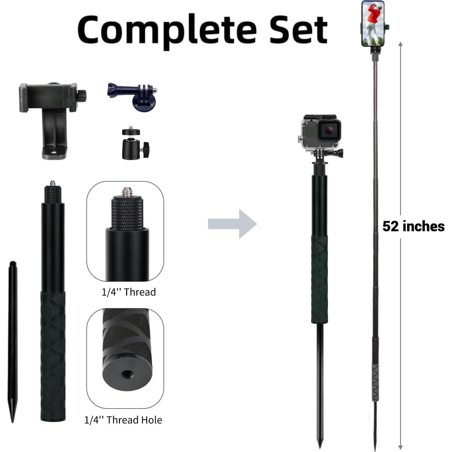 Palo de Selfie Monopod YKI para Golf 132 cm Ajustable