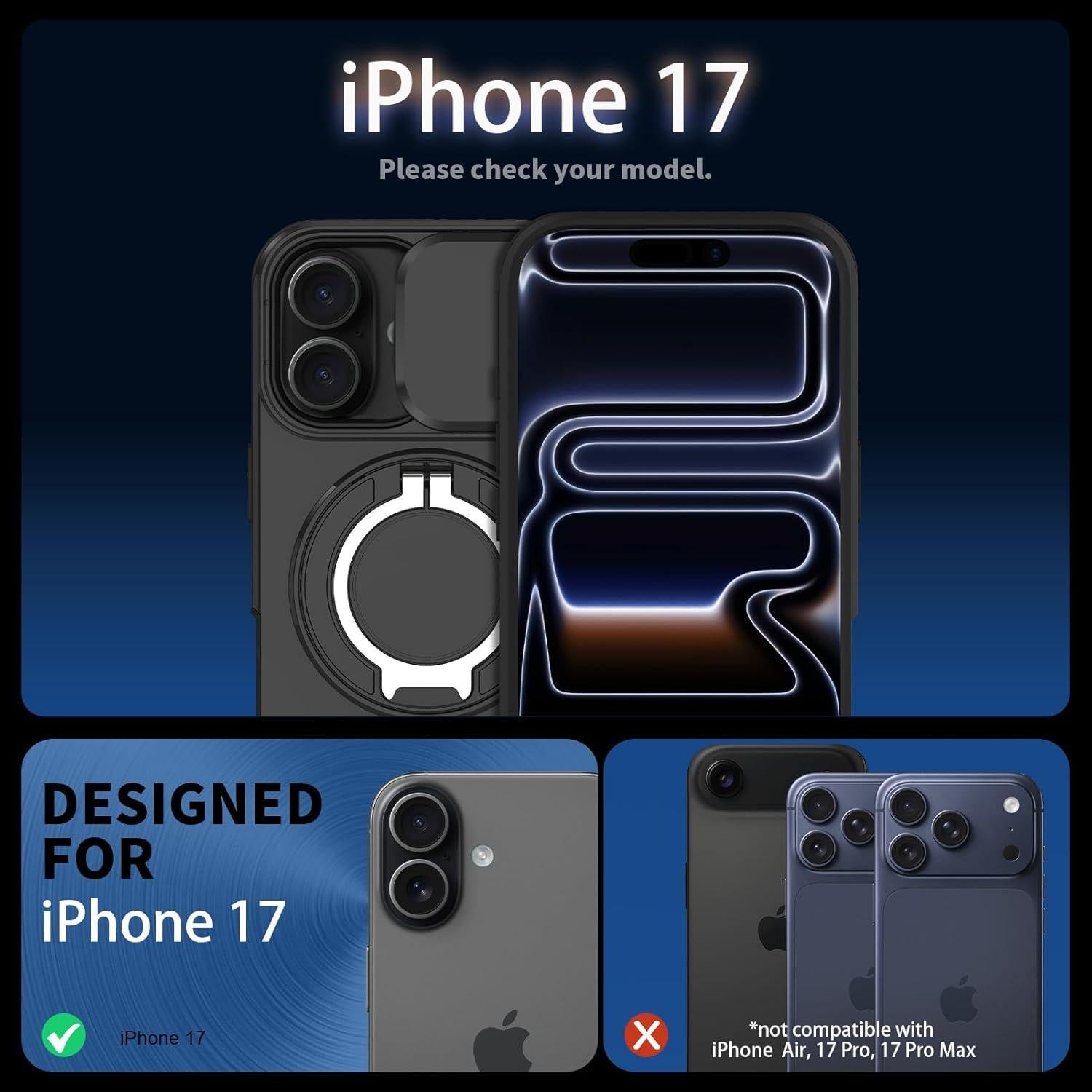 Funda para iPhone 17 Pro con Soporte Ajustable y Protección Militar