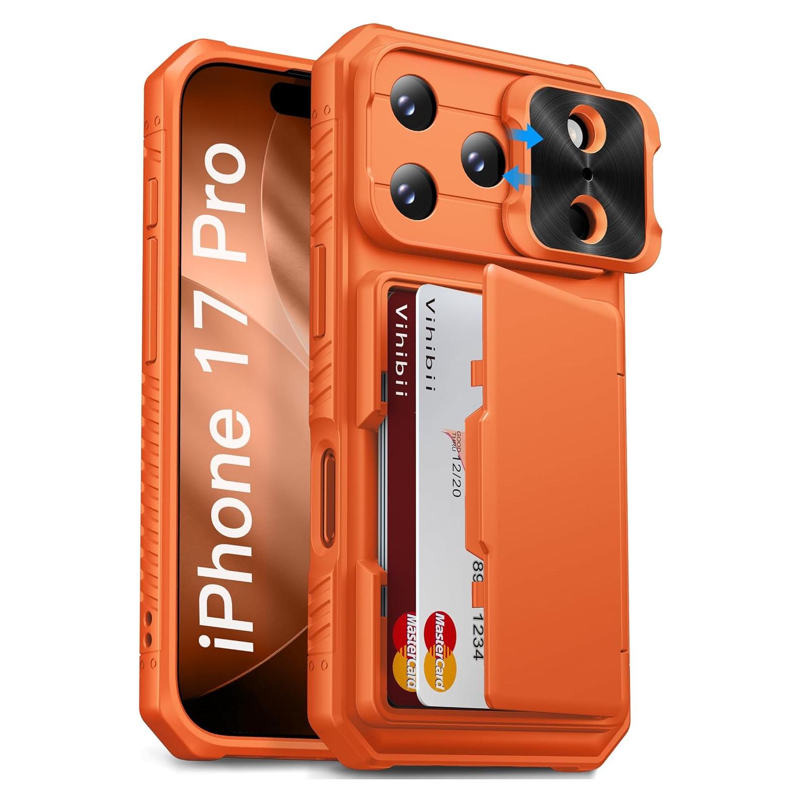 Funda Cartera Vihibii para iPhone 17 Pro 6.3" Naranja RFID