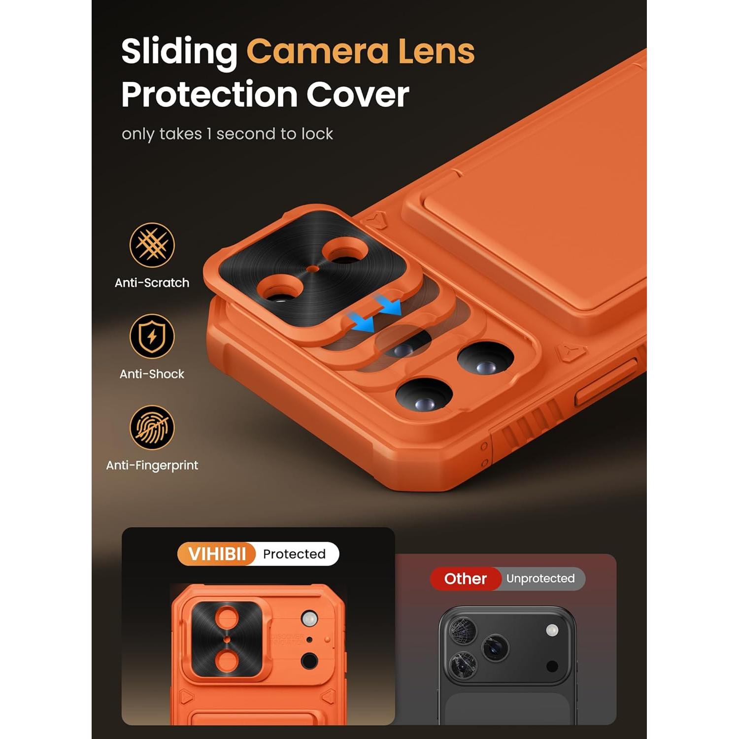 Funda Cartera Vihibii para iPhone 17 Pro 6.3" Naranja RFID