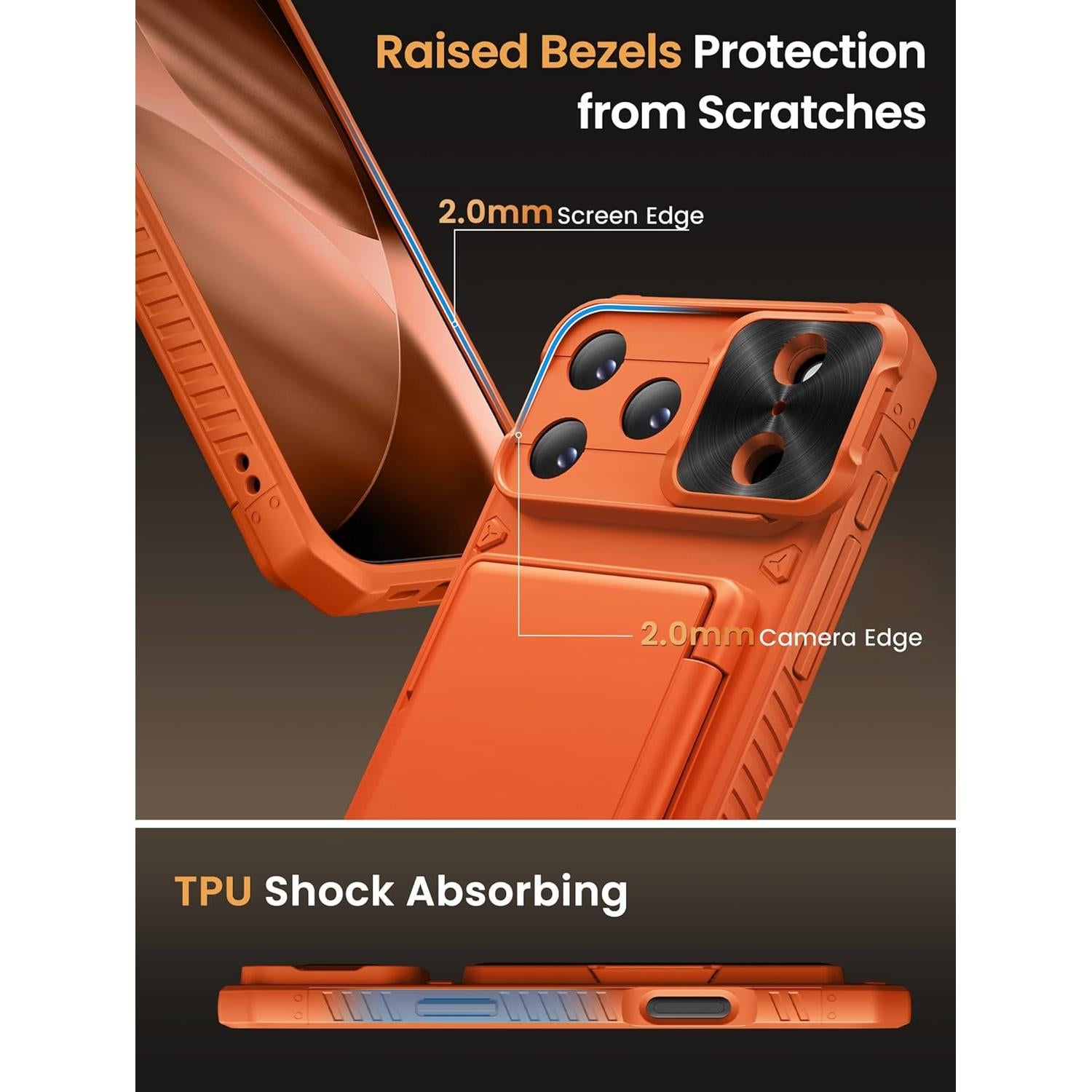 Funda Cartera Vihibii para iPhone 17 Pro 6.3" Naranja RFID