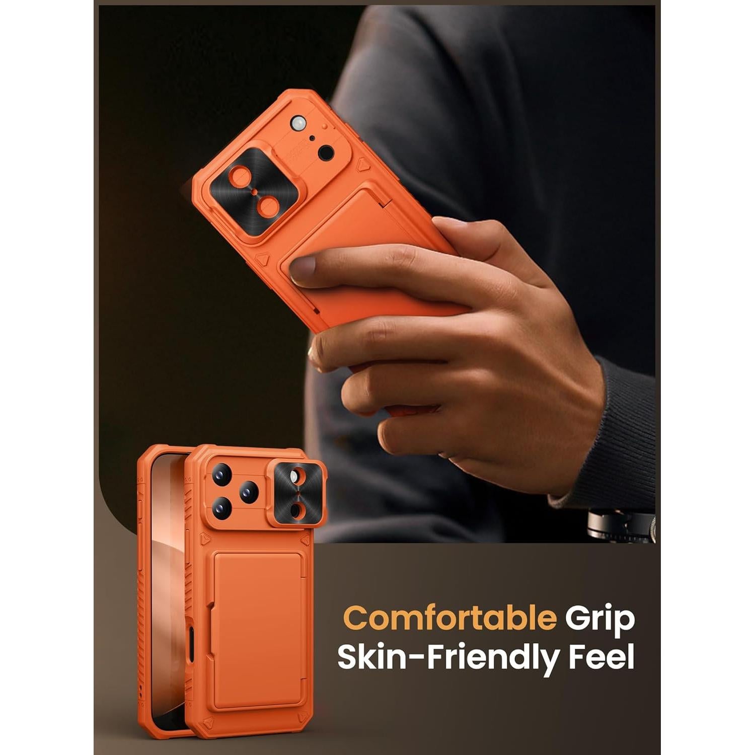 Funda Cartera Vihibii para iPhone 17 Pro 6.3" Naranja RFID