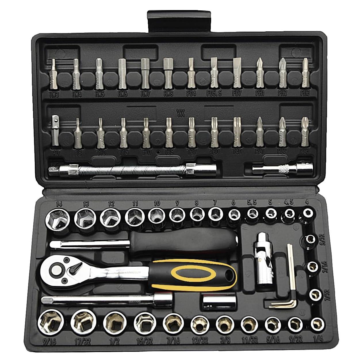 Juego de Llaves de Vaso TILIBOTE 62PCS 1/4" y 3/8"