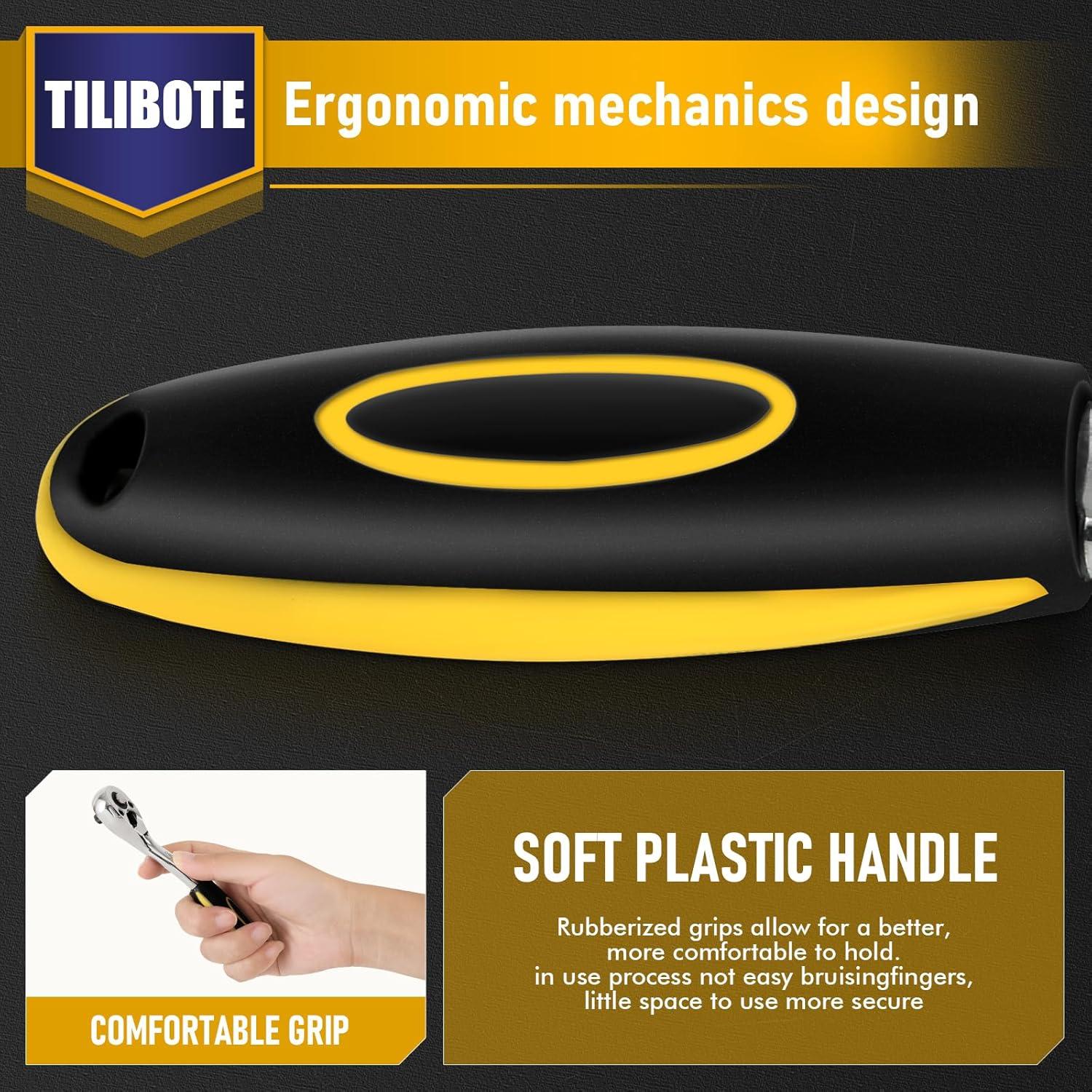 Juego de Llaves de Vaso TILIBOTE 62PCS 1/4" y 3/8"