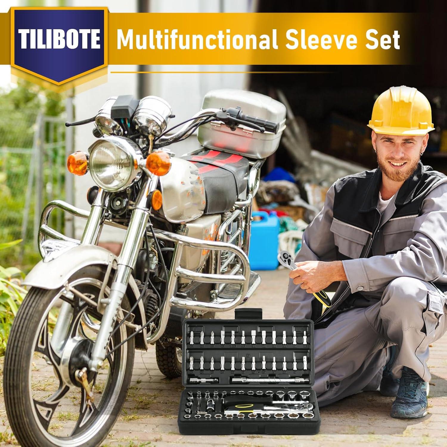 Juego de Llaves de Vaso TILIBOTE 62PCS 1/4" y 3/8"