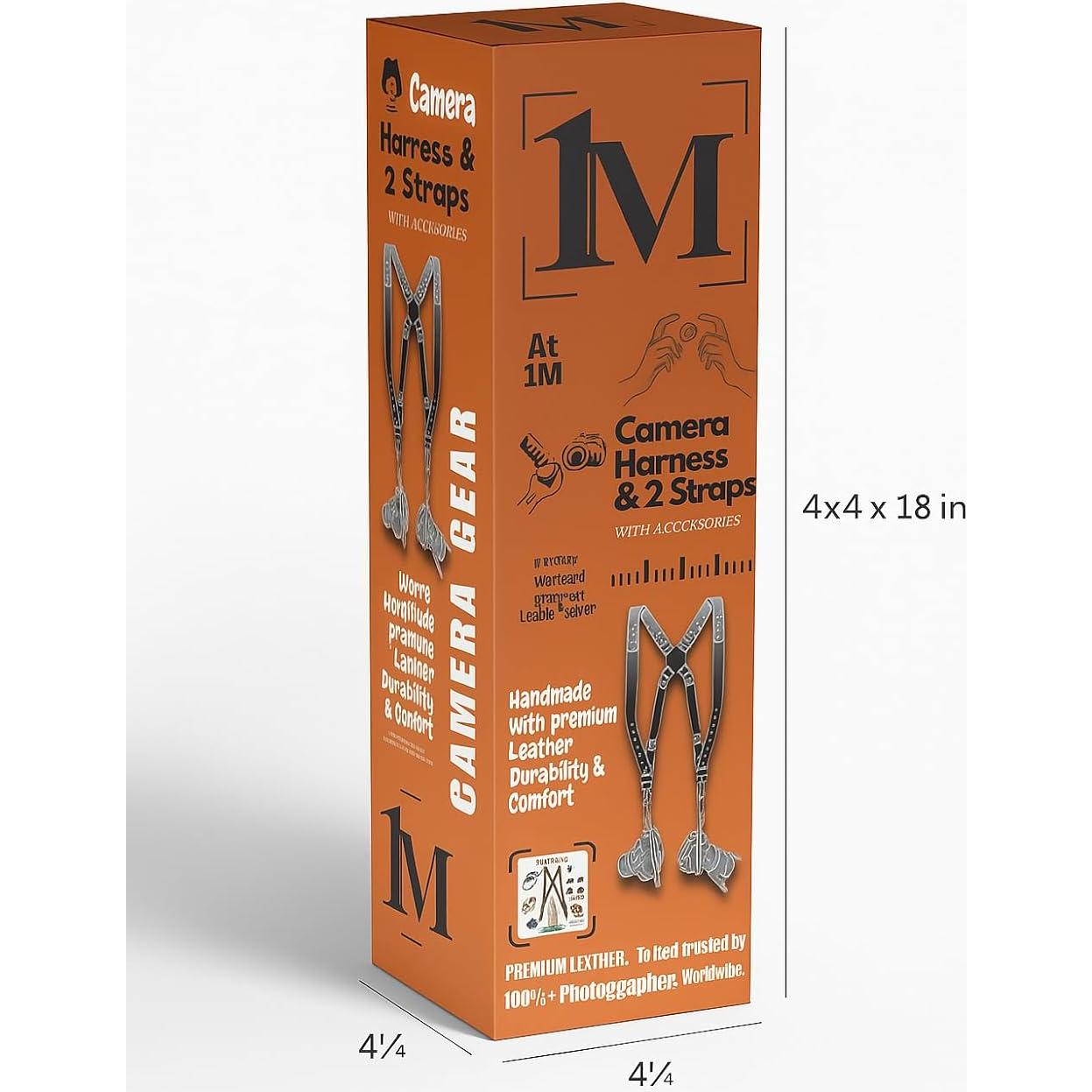 Conjunto Arnés de Cuero para Doble Cámara DSLR - Incluye Correas y Estuche SD