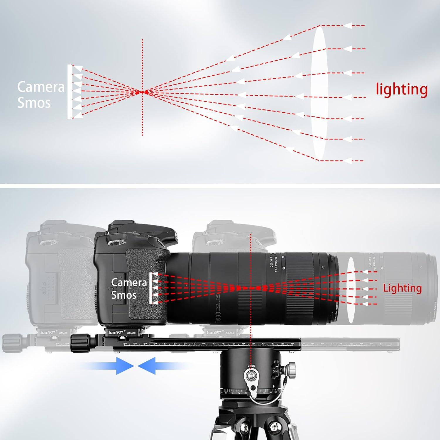Riel Nodal Doble Cola de Milano Haoge LQR-200CP para Cámara