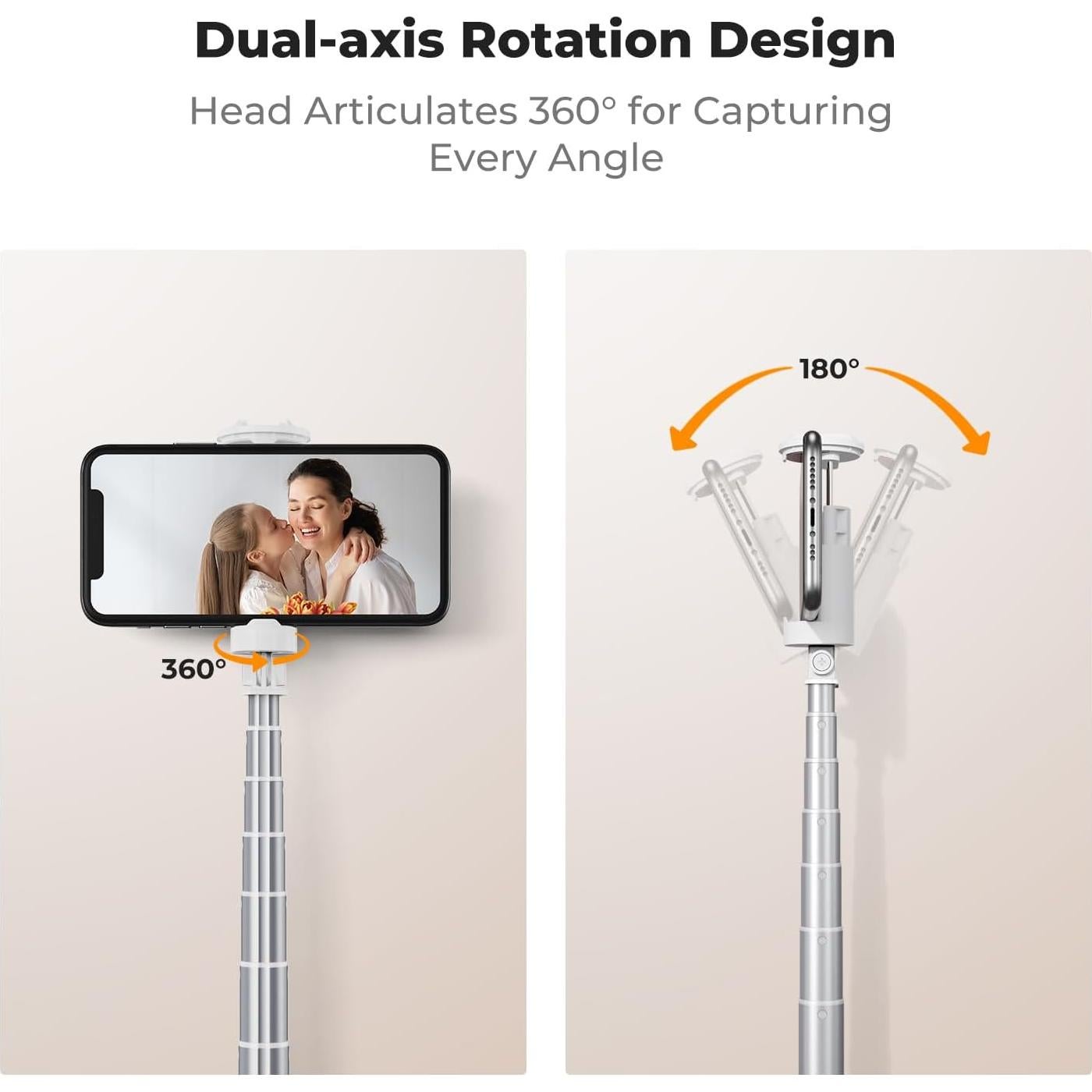 Palo Selfie K&F Concept Blanco con Trípode y Control Remoto