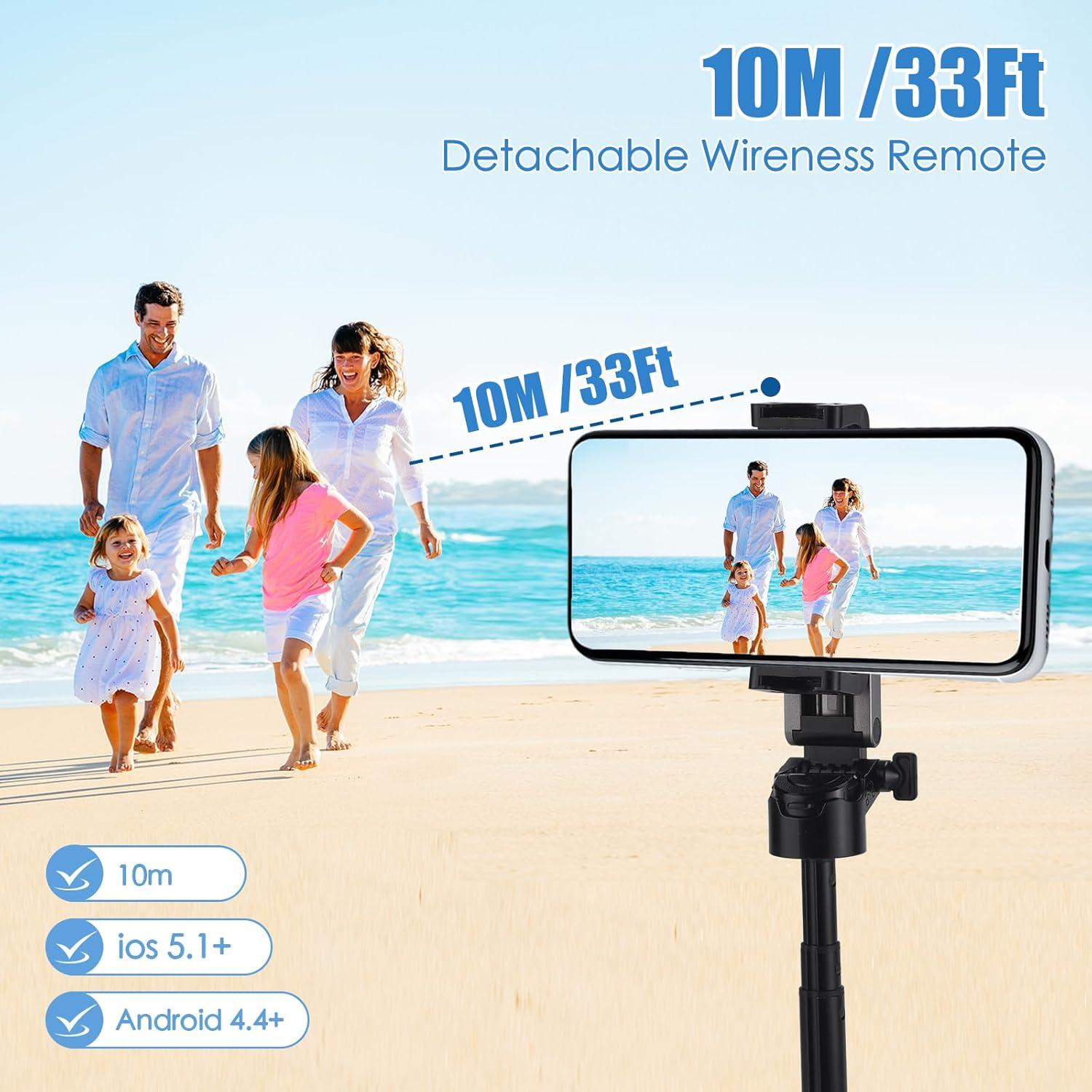 Trípode Selfie Stick 360° Aurive con Control Remoto Inalámbrico