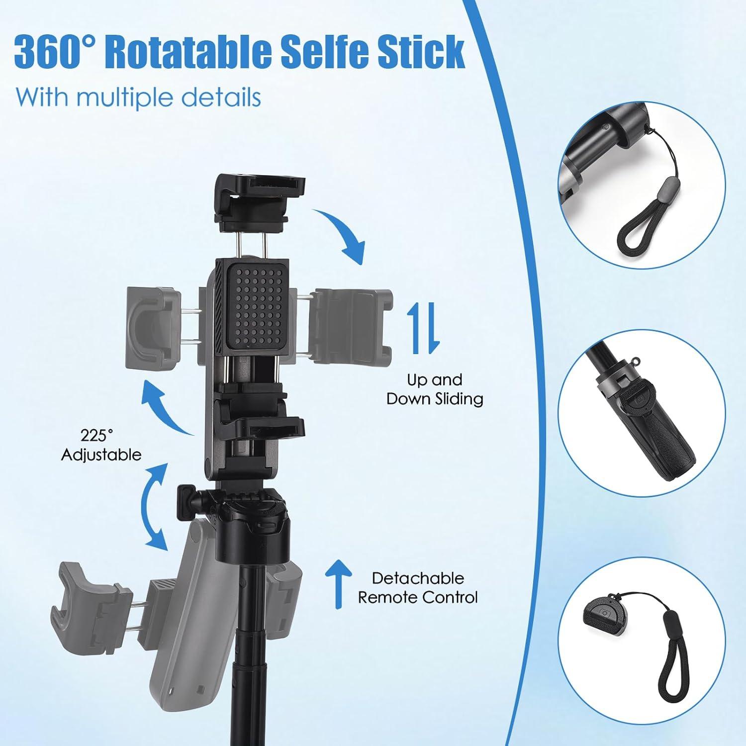 Trípode Selfie Stick 360° Aurive con Control Remoto Inalámbrico