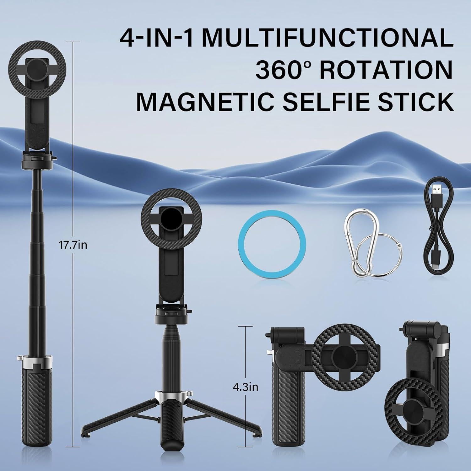 Palo de Selfie Magnético 4 en 1 Opticnock con Control Remoto