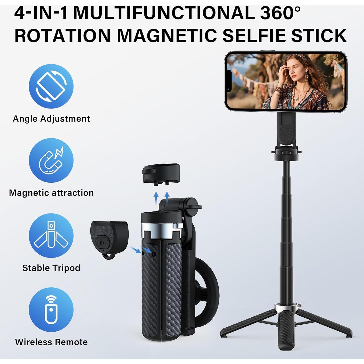 Palo de Selfie Magnético 4 en 1 Opticnock con Control Remoto