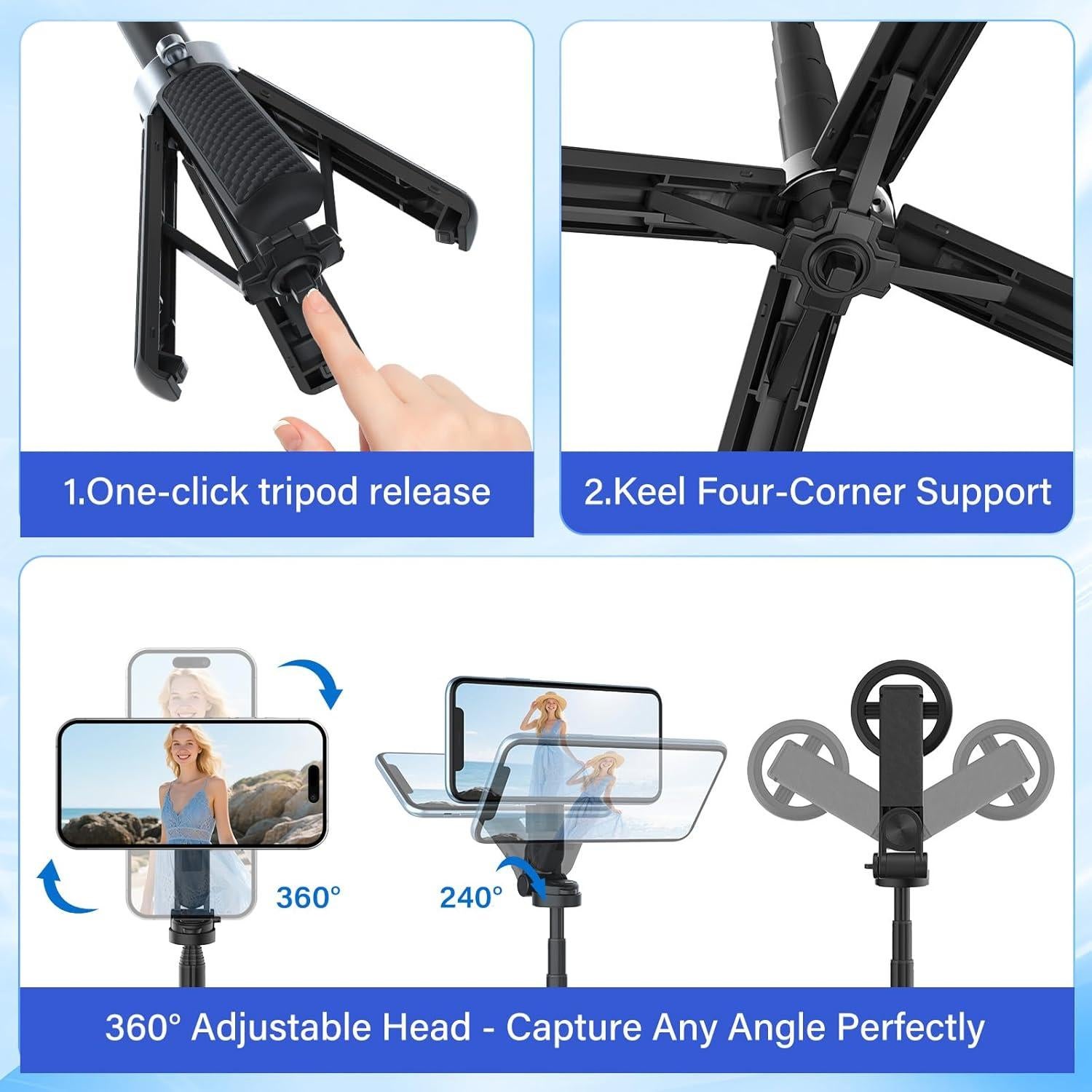 Palo de Selfie Magnético 4 en 1 Opticnock con Control Remoto