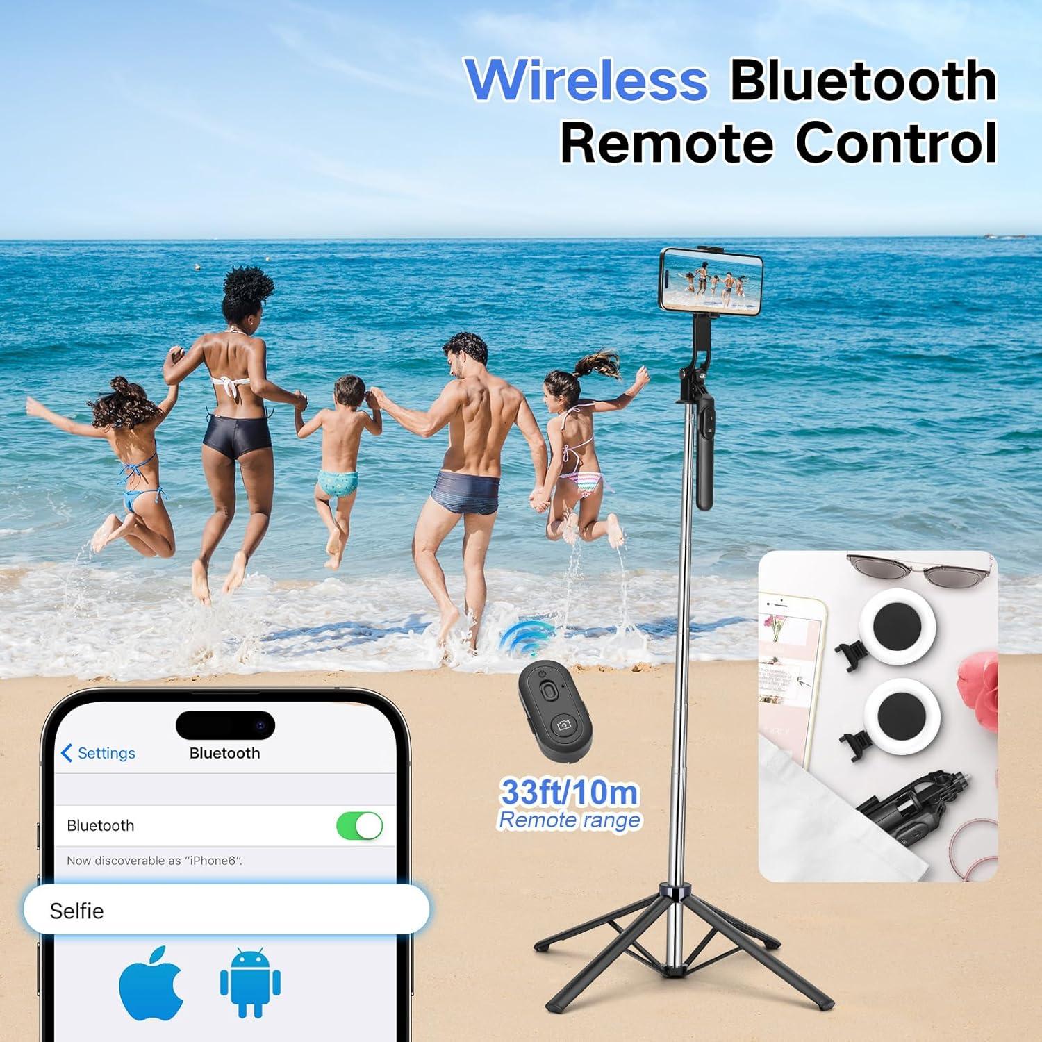 Trípode de Selfie YUANRAN 177.8 cm con Luz y Control Remoto