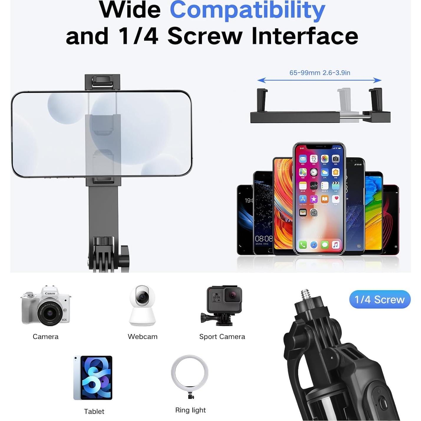 Trípode de Selfie YUANRAN 177.8 cm con Luz y Control Remoto