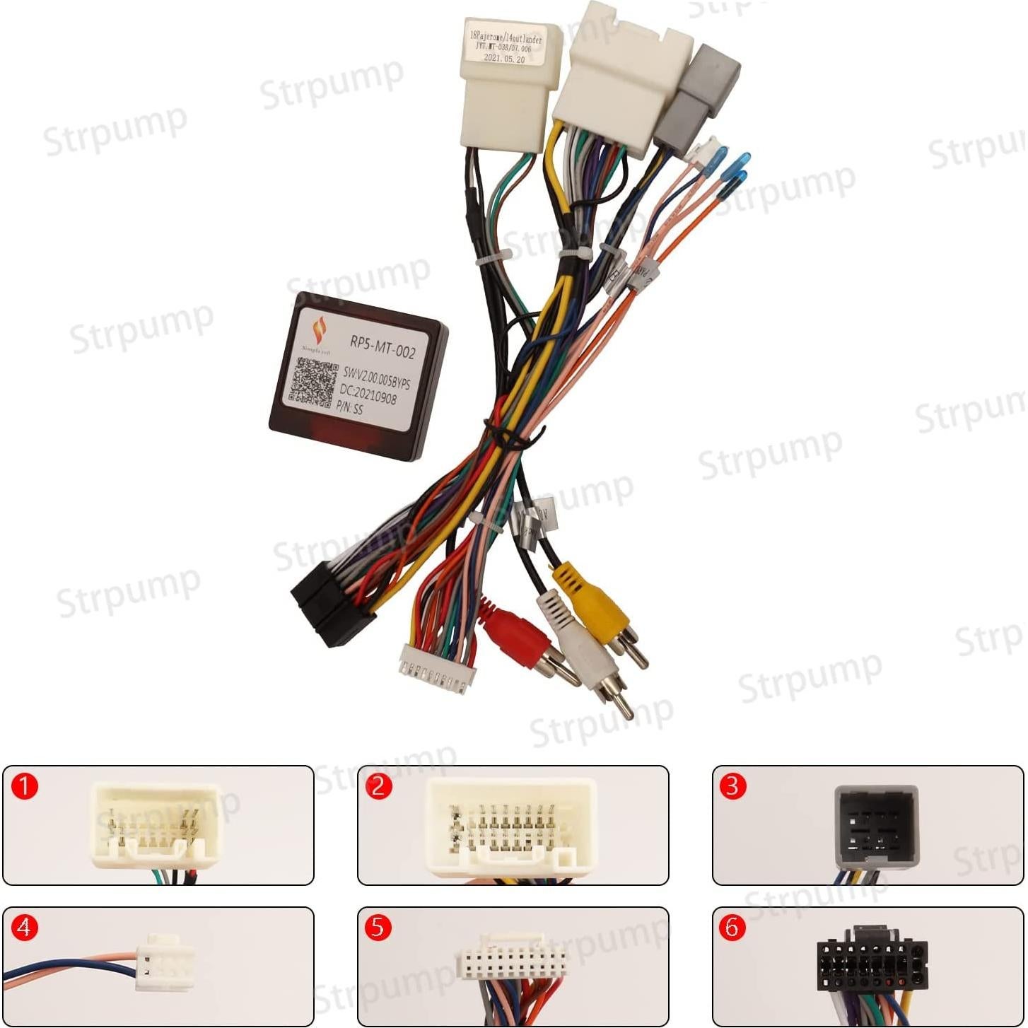 Cable de Arnés de Alimentación Estéreo Strpump 16 Pines Mitsubishi