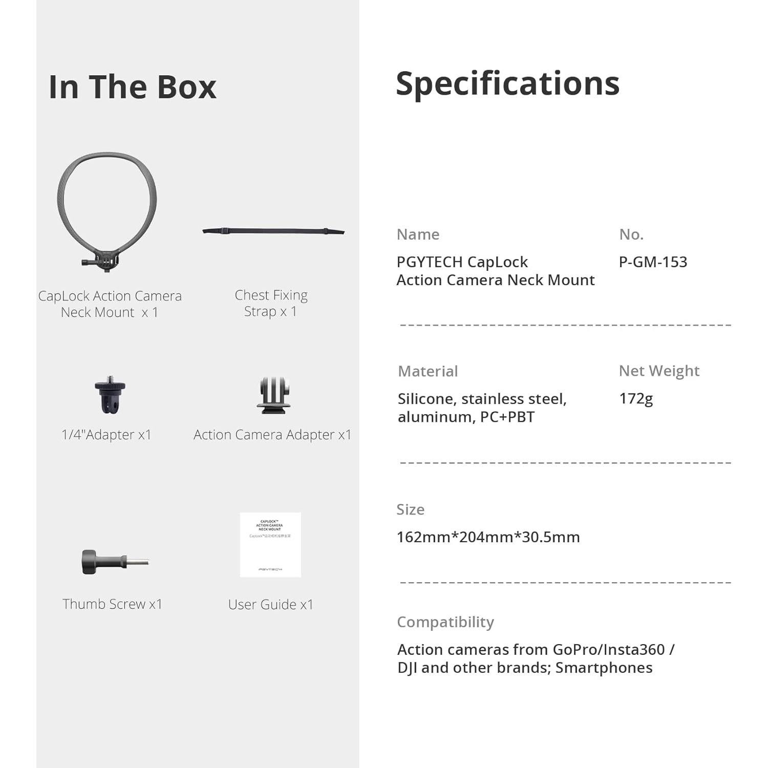 Soporte de Cuello PGYTECH CapLock Max para Cámara - Ajustable